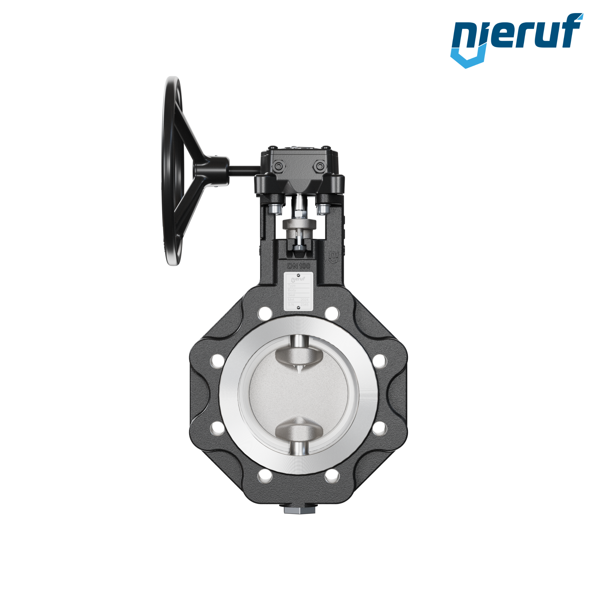 Double offset butterfly-valve AK12 DN 100 PN10-PN16 worm gear