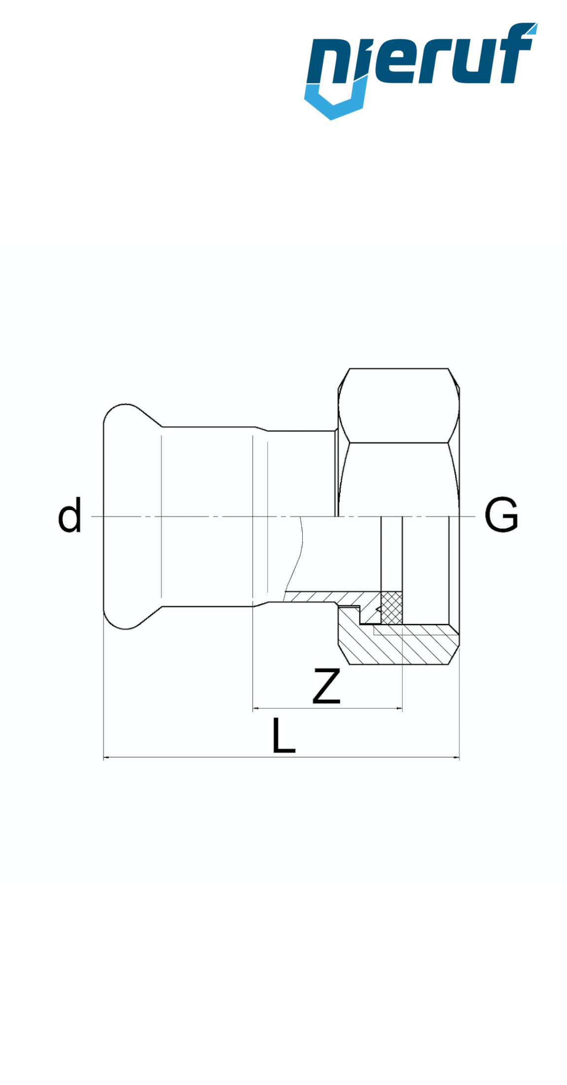 Female Coupling F Pressfitting DN15 - 18,0 mm female thread 3/4" inch stainless steel