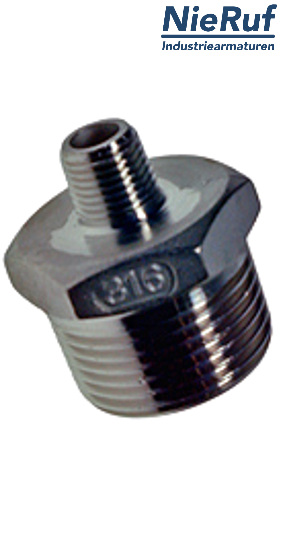 reducing nipple 1" x 1/2" inch NPT male stainless steel 316L