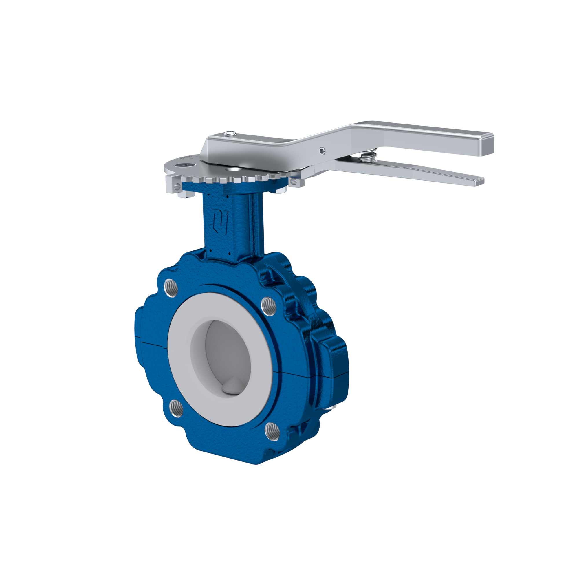 PFA-Butterfly-valve PTFE AK10 DN65 ANSI150 lever silicone insert
