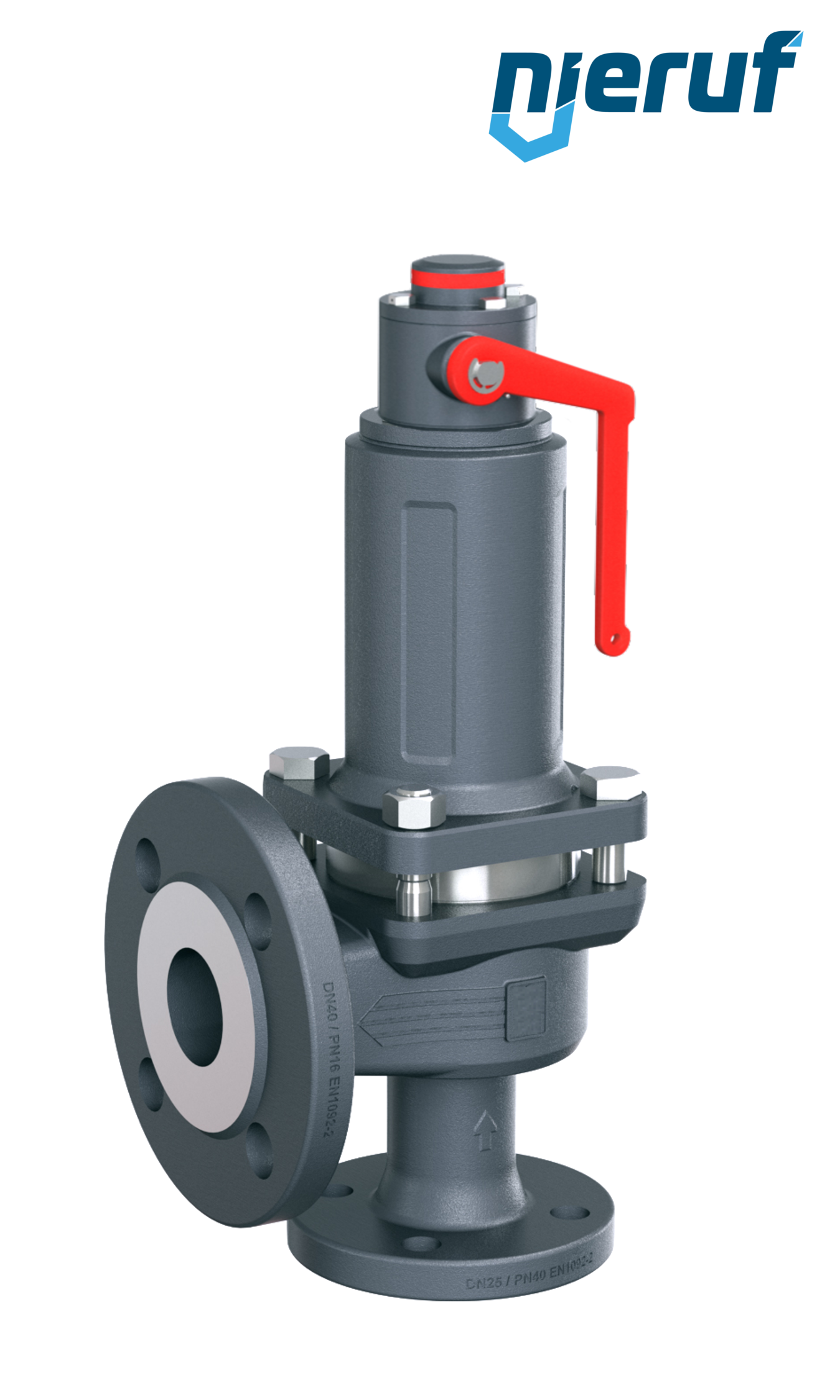 flange-safety valve DN100/DN150 SF06, gastight bonnet EPDM, with lifting device lever