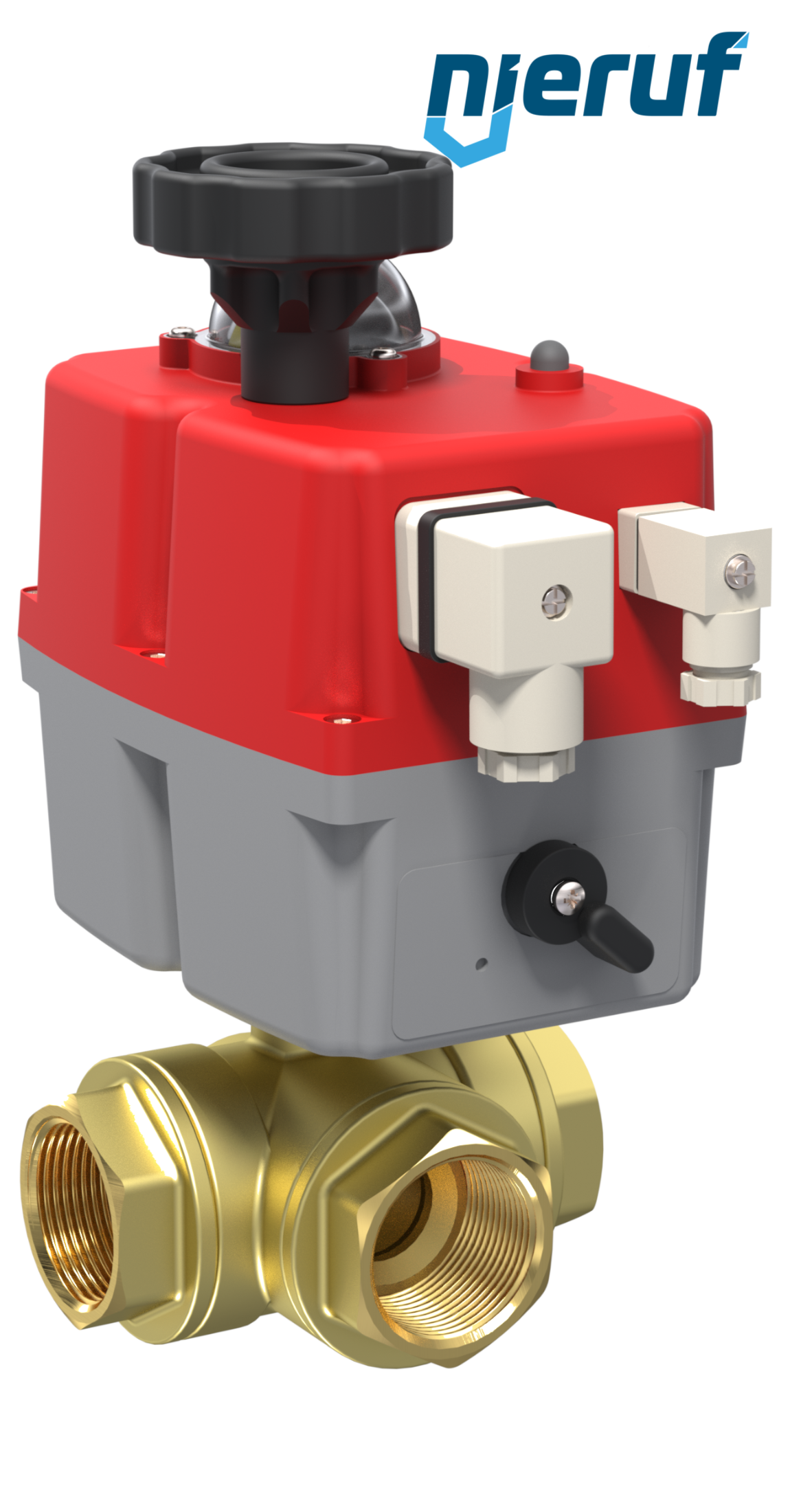 3 way automatic-ball valve 24-240V DN15 - 1/2" inch brass full port design with L drilling