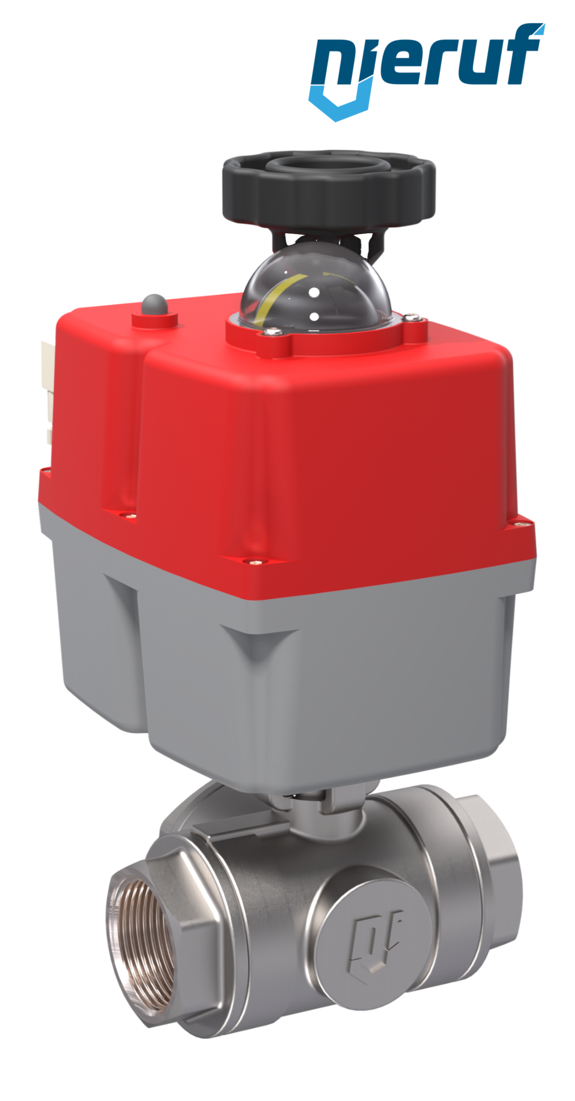 3 way automatic-ball valve 24-240V DN15 - 1/2" inch stainless steel reduced port design with L drilling