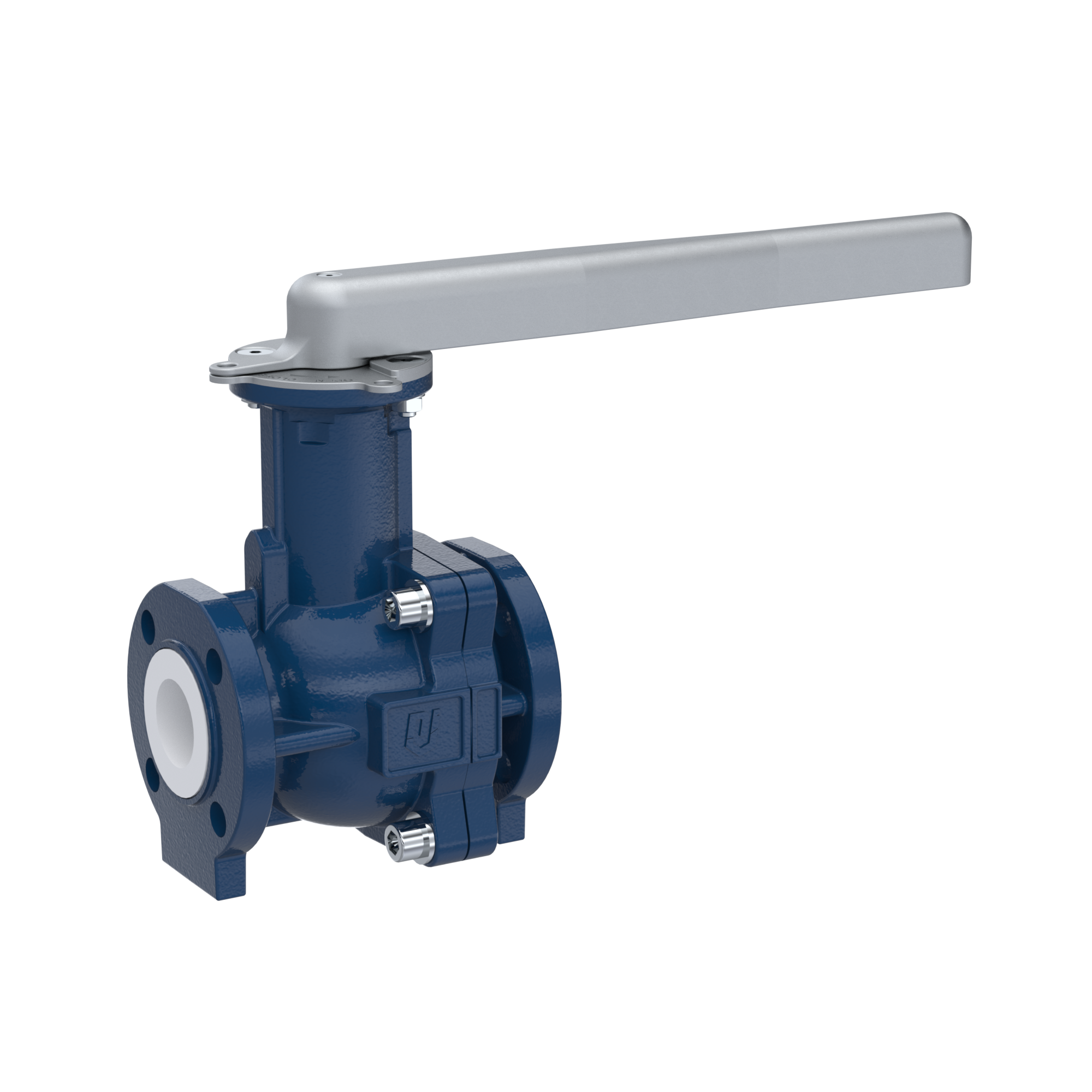PFA-flange ball valve FK13 DN20 - 3/4" inch ANSI 150 made of spheroidal graphite cast iron with lever hand
