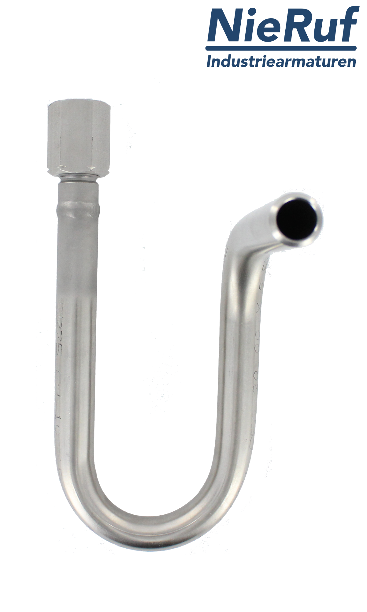 siphon in U-shape male thread x sleeve DIN 16282 - form A made of stainless steel 1.4571 1/2"