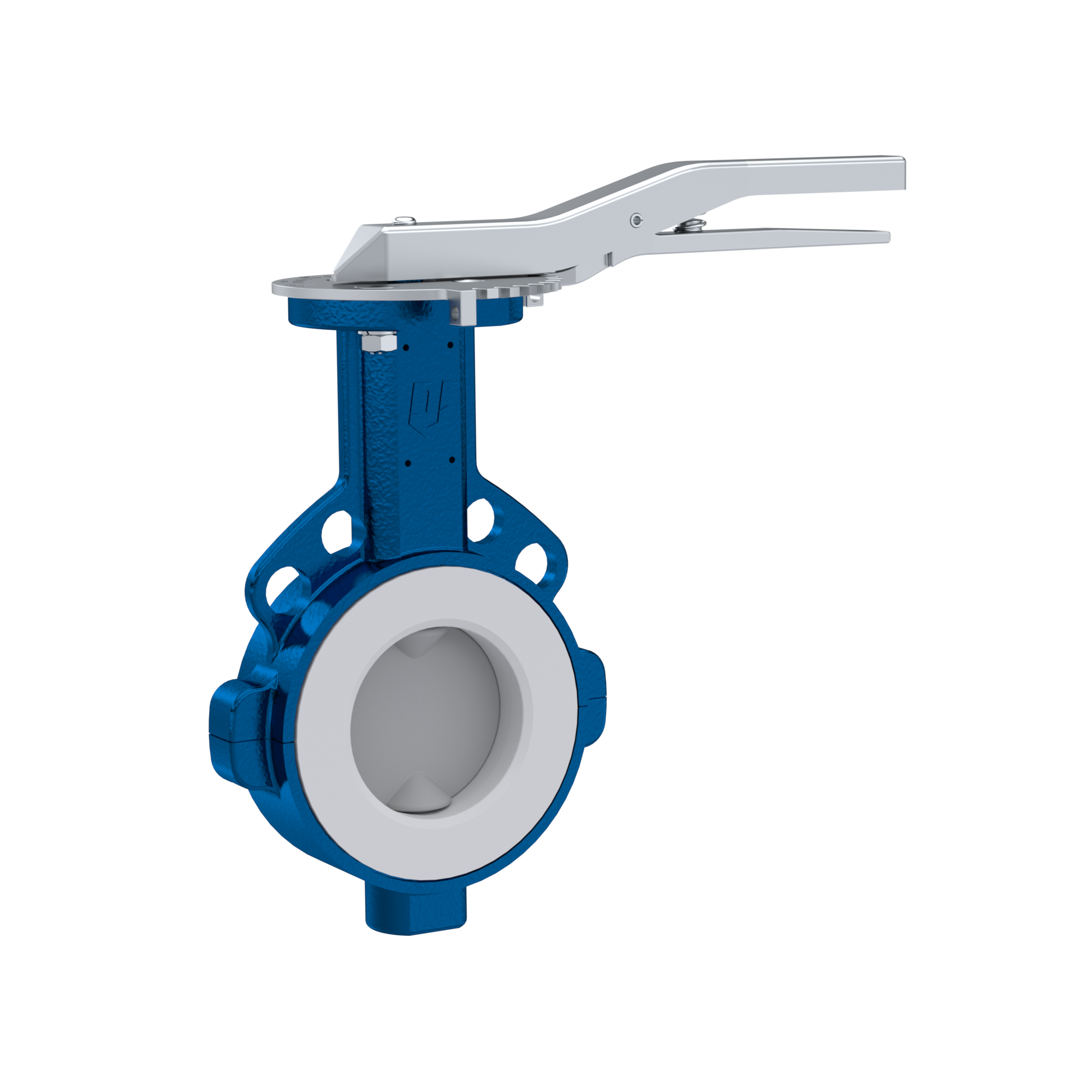 PFA-Butterfly-valve PTFE AK09 DN100 PN10-PN16 lever silicone insert