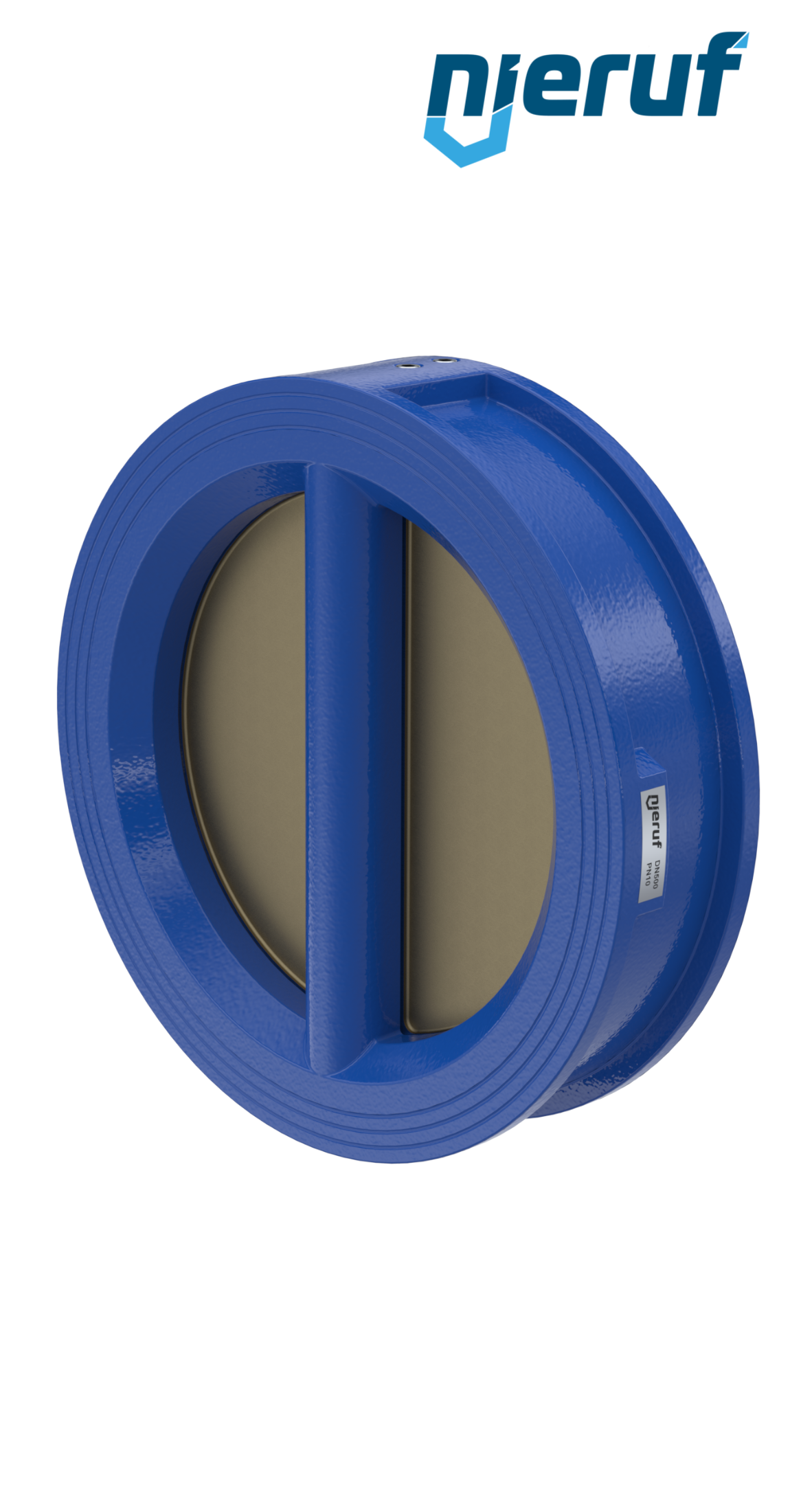 dual plate check valve DN500 DR04 GGG40 epoxyd plated blue 180µm EPDM