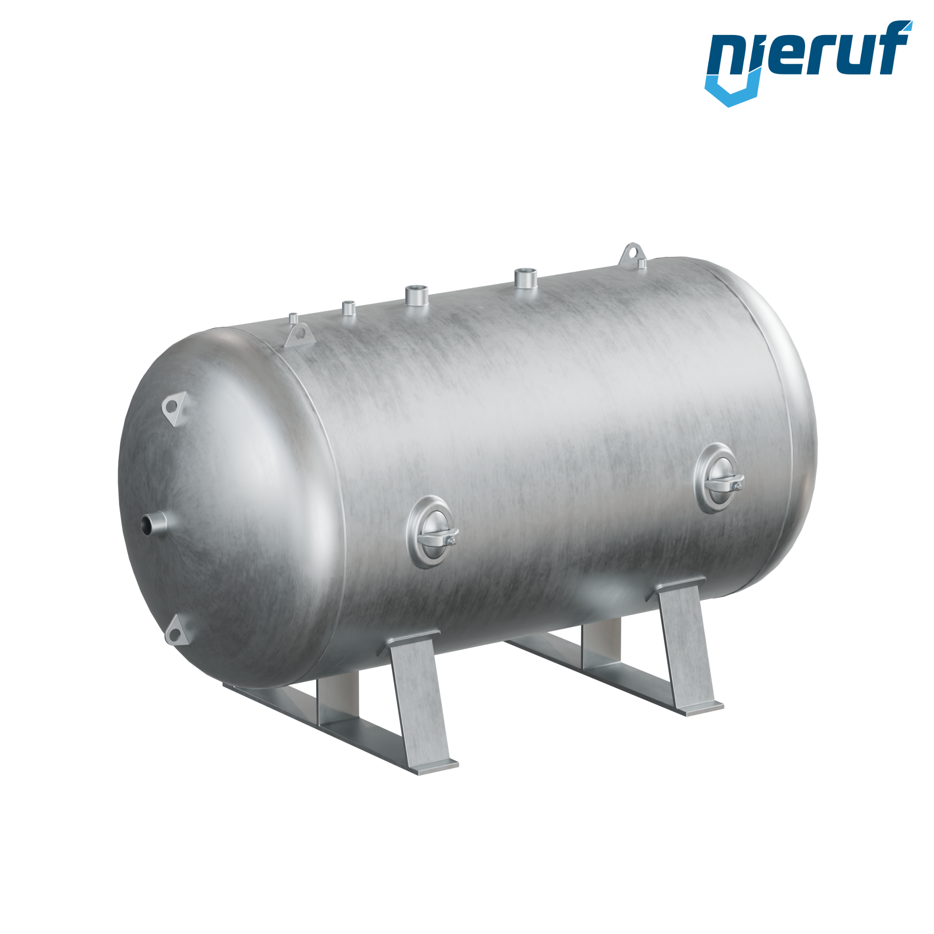 Pressure vessel horizontal BE01 2000 liter, 0-16 bar, steel galvanized