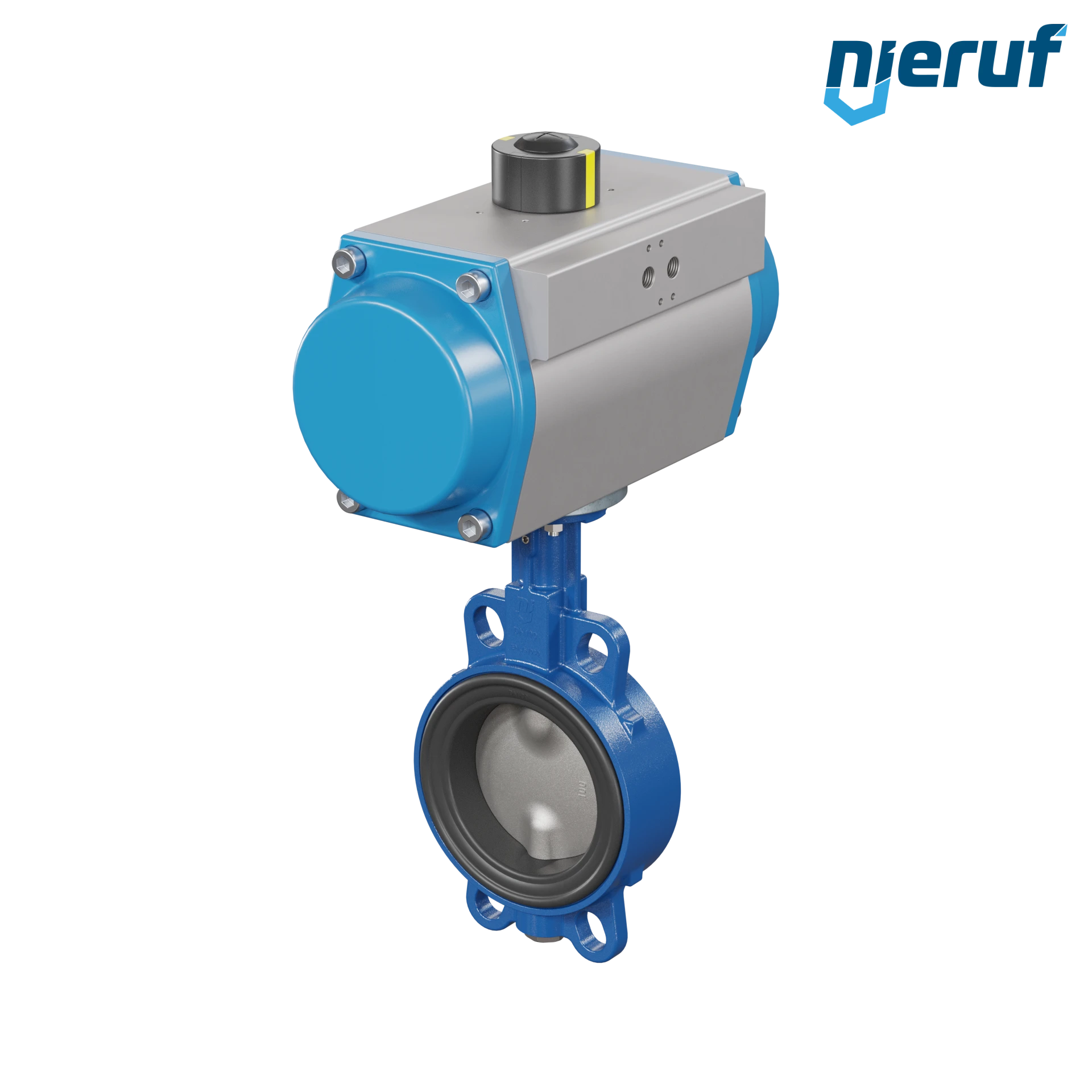 Butterfly valve DN 100 AK01 NBR-70-black DVGW gas pneumatic actuator single acting normally closed