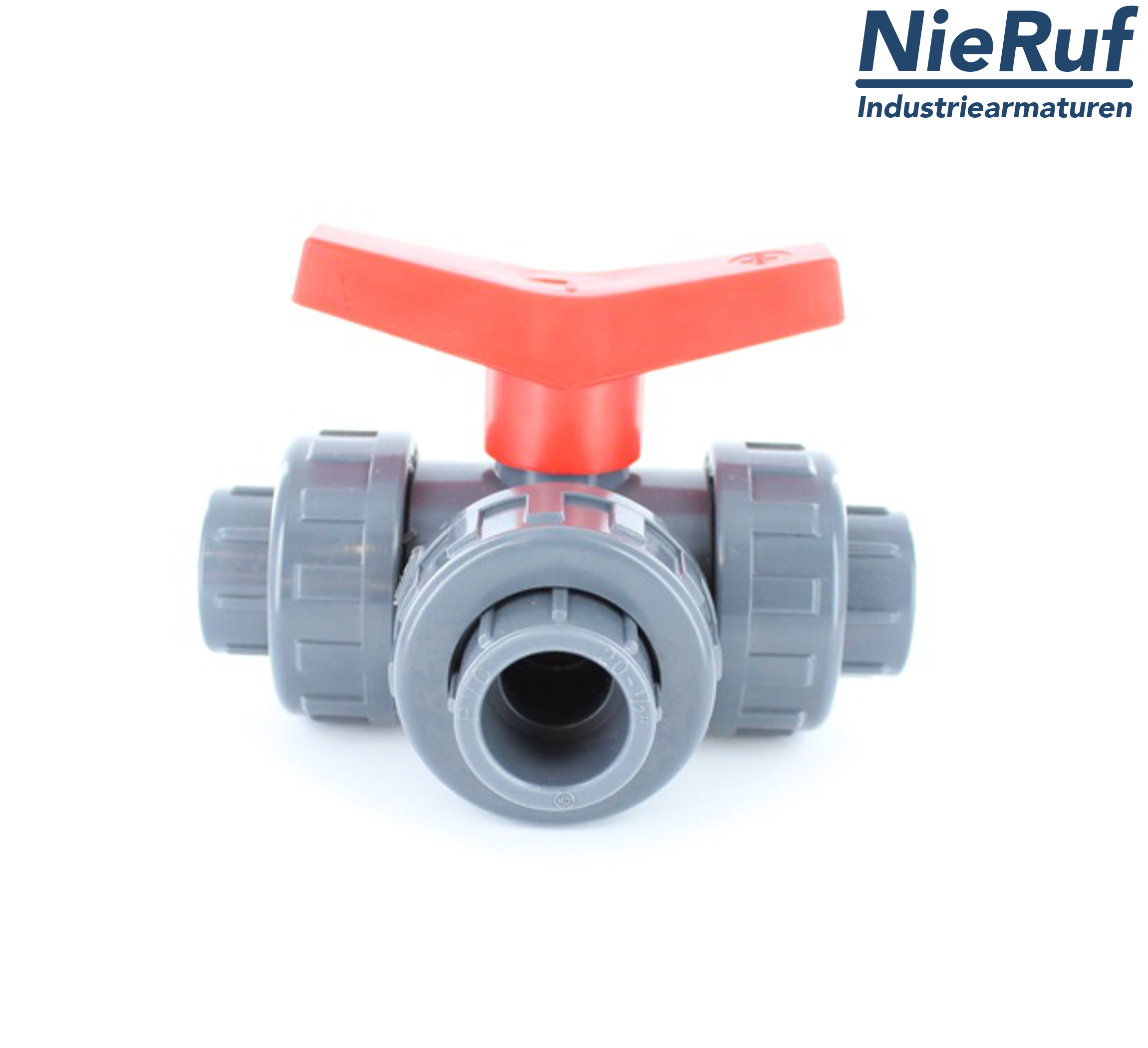 PVC-3-way-ball valve d 25 KK03 PTFE/EPDM L Drilling