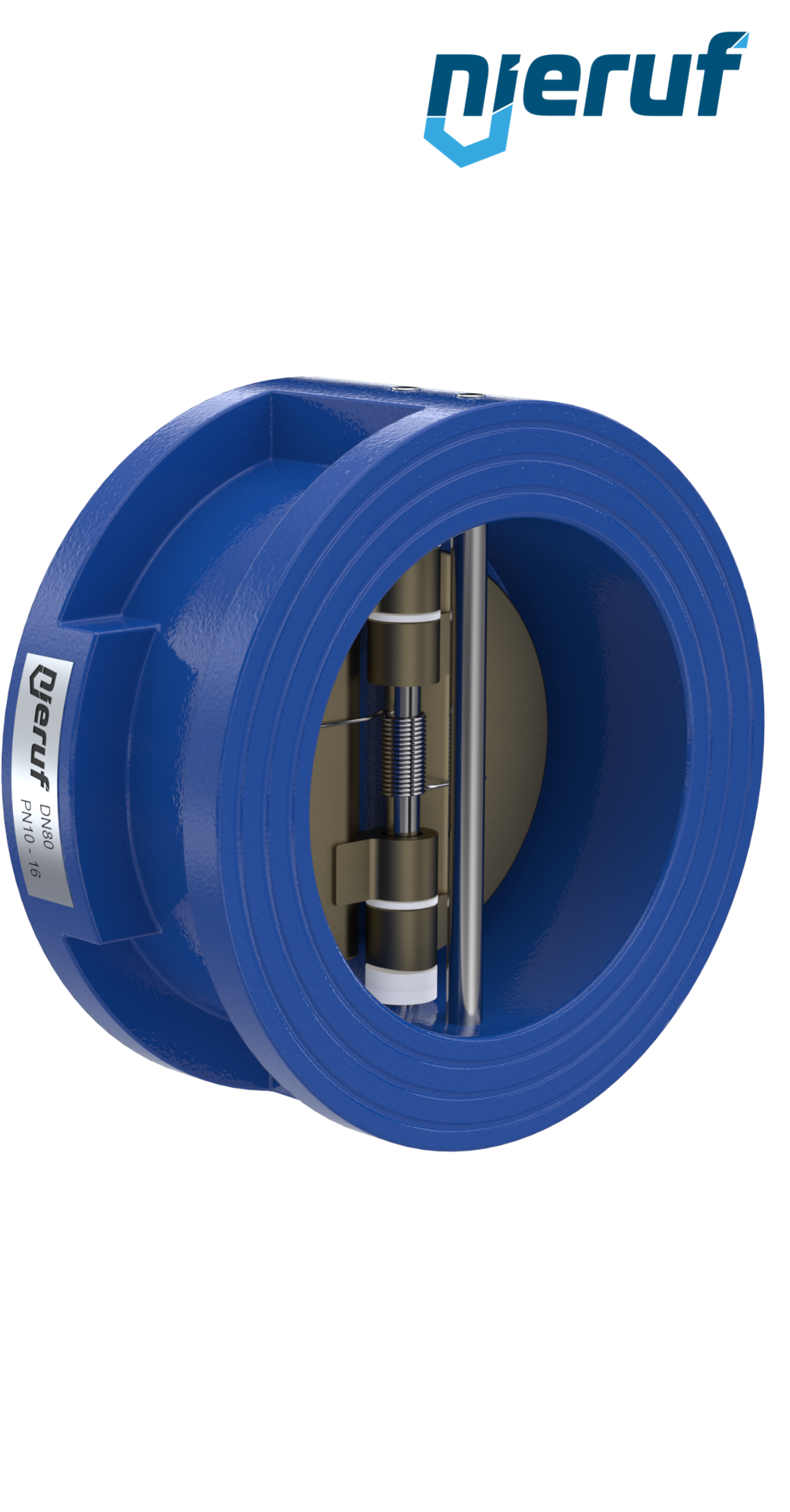 dual plate check valve DN80 DR04 GGG40 epoxyd plated blue 180µm FKM