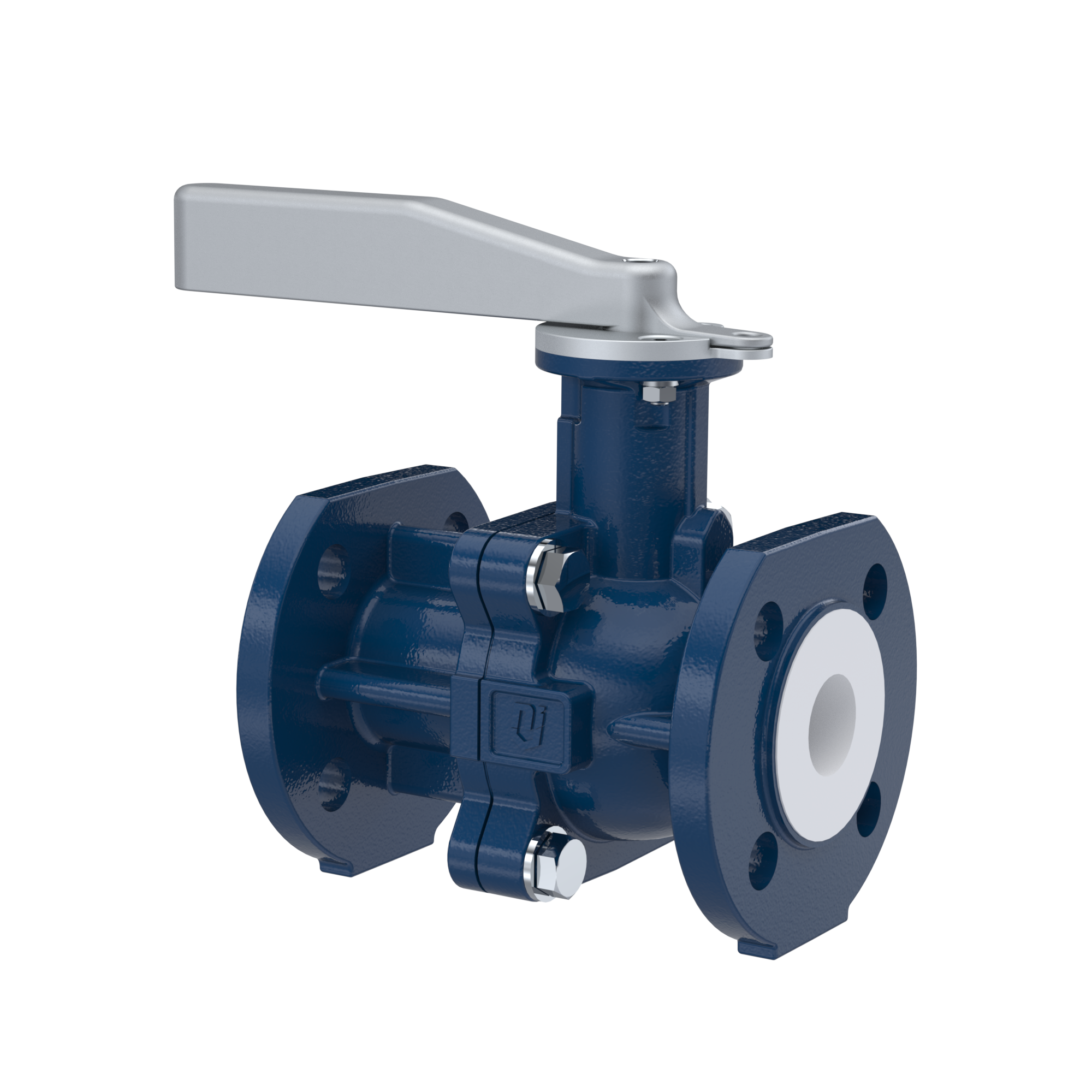 PFA-flange ball valve FK13 DN50 - 2" inch PN10/16 made of spheroidal graphite cast iron with lever hand