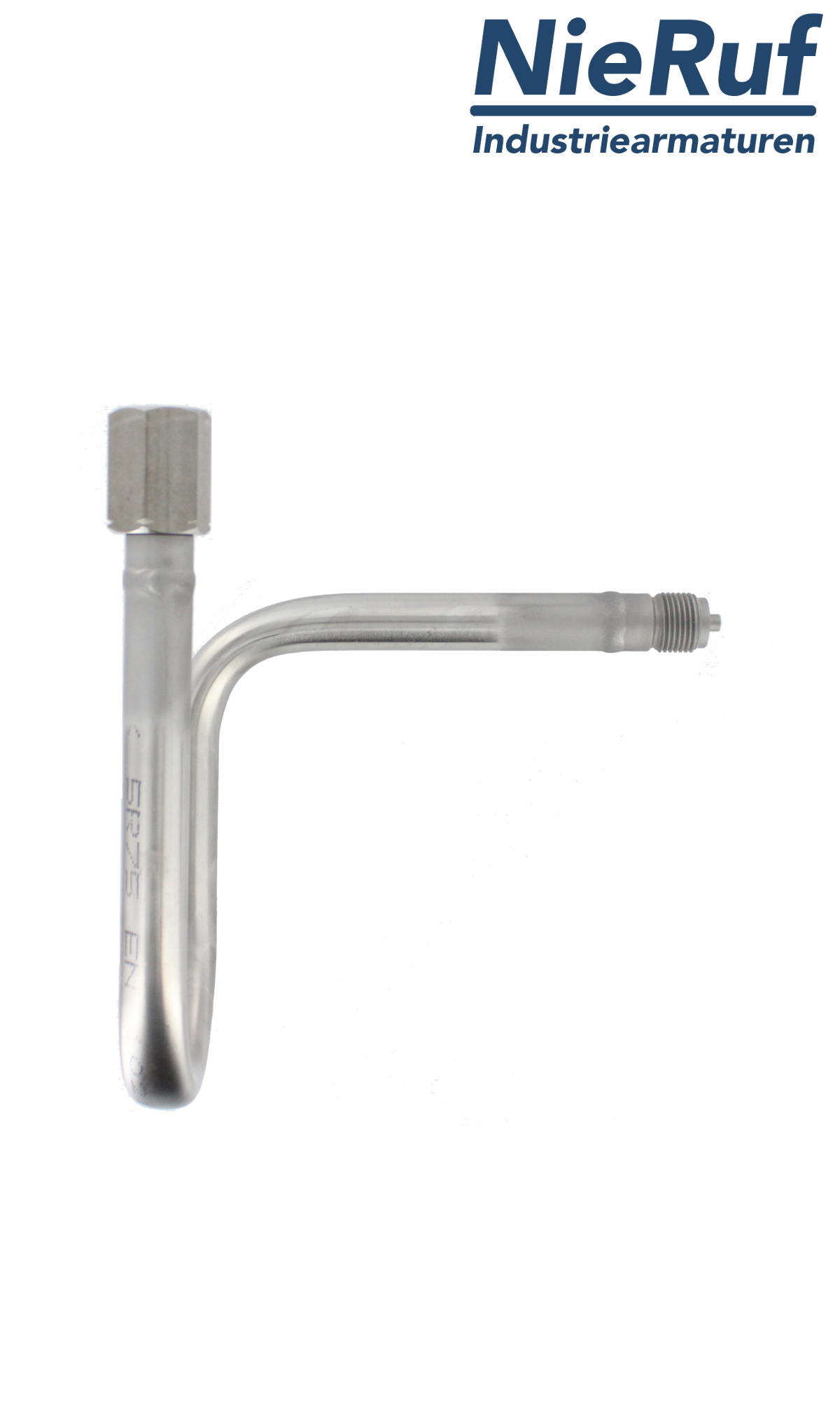 siphon stainless steel 1.4571 male thread x sleeve acc. to DIN 16282 - form A in U-shape flat