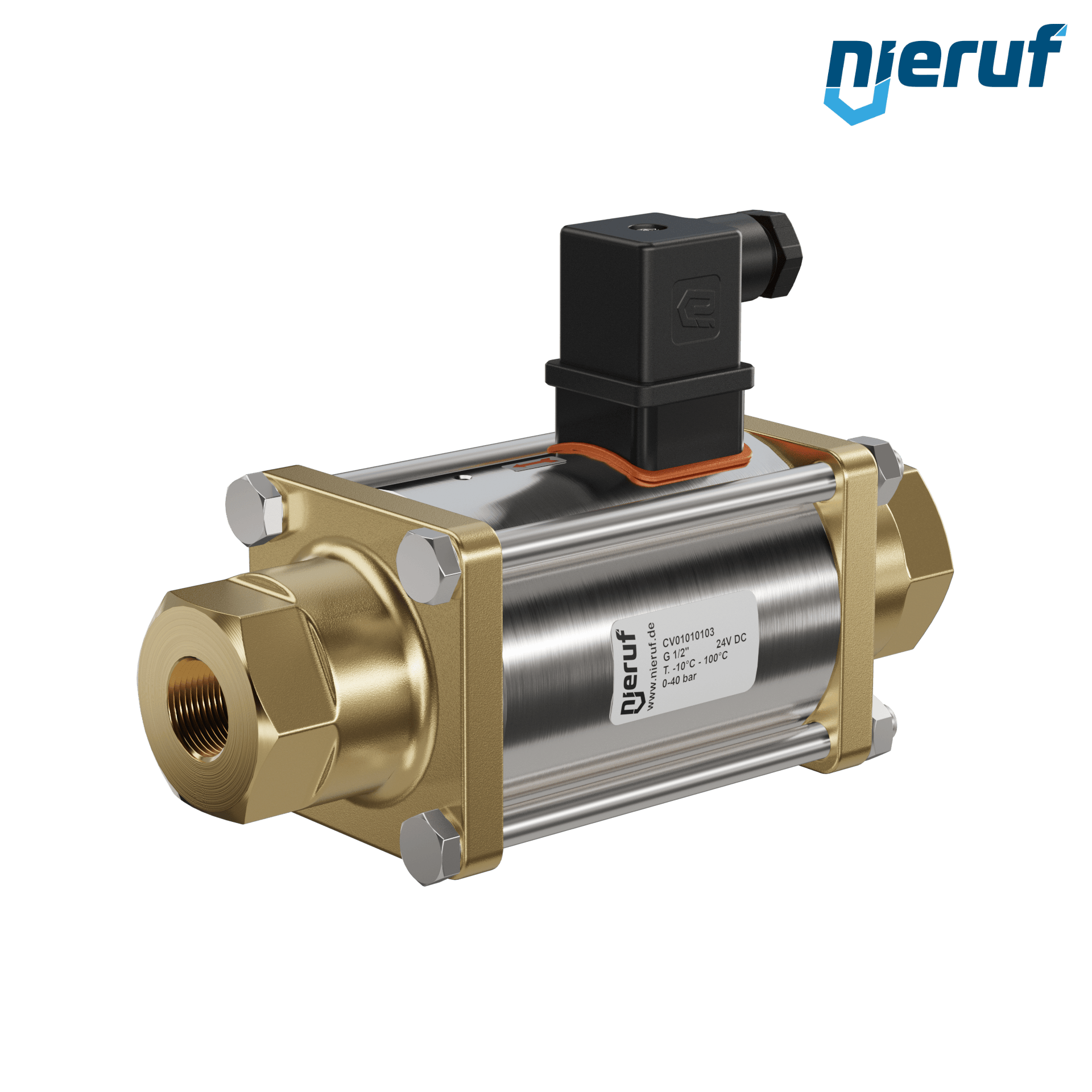 Coaxial-valve 1/2" inch fm - DN15 brass 24V DC NO