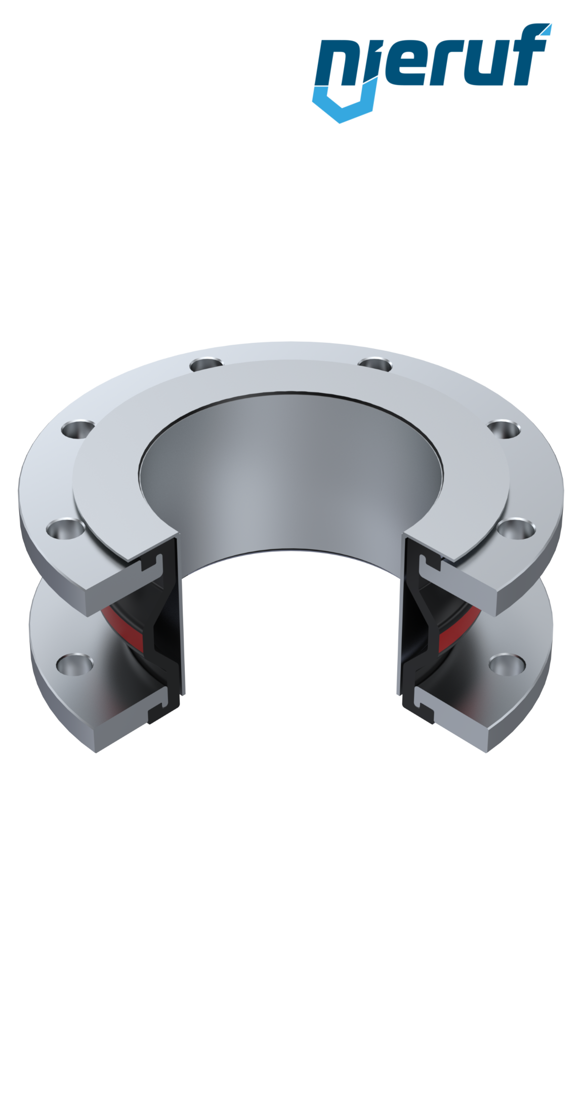 Rubber expansion joint guide pipe DN25 type KP04 stainless steel flanges EPDM