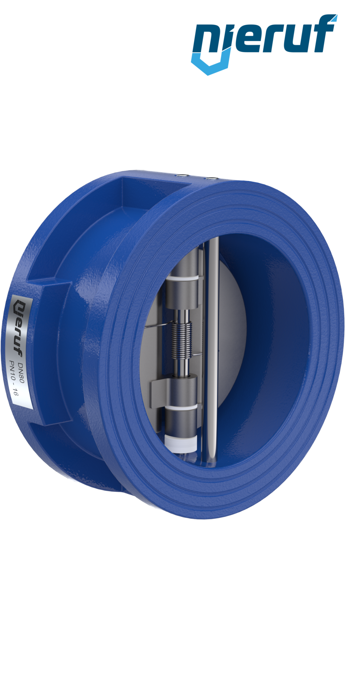 dual plate check valve DN80 DR02 GGG40 epoxyd plated blue 180µm FKM (Viton)