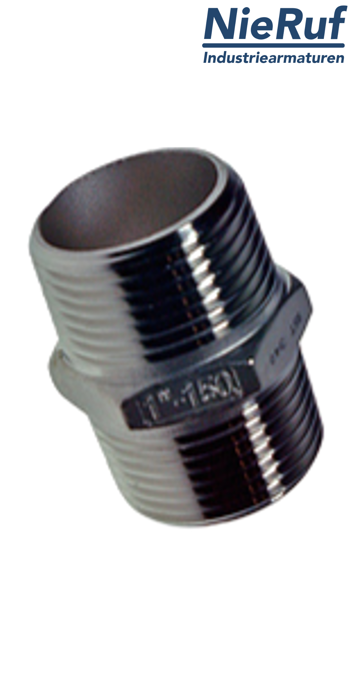 double nipple 1 1/2" inch NPT male stainless steel 316