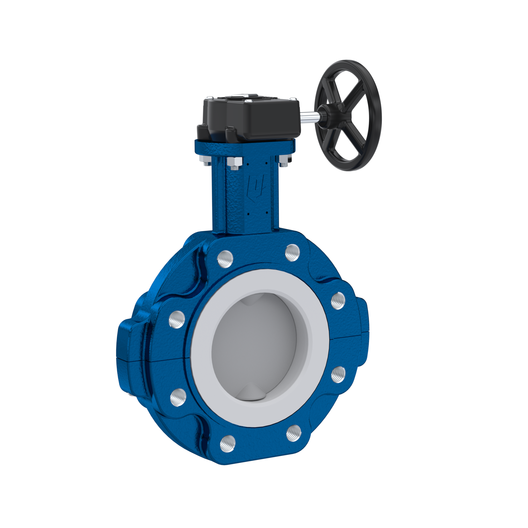 PFA-Butterfly-valve PTFE AK10 DN150 PN10-PN16 handwheel gearbox EPDM insert