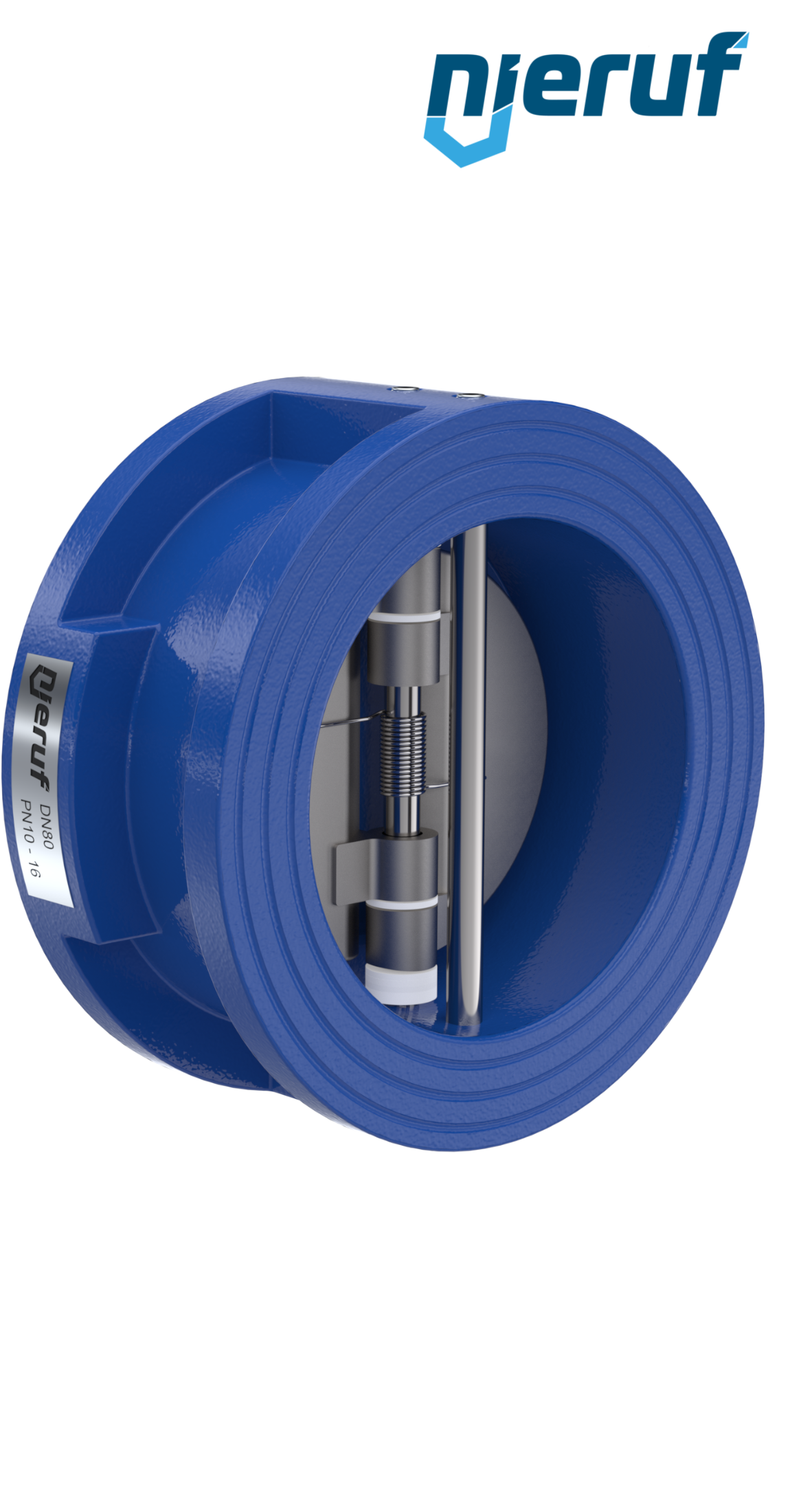 dual plate check valve DN80 DR02 GGG40 epoxyd plated blue 180µm EPDM