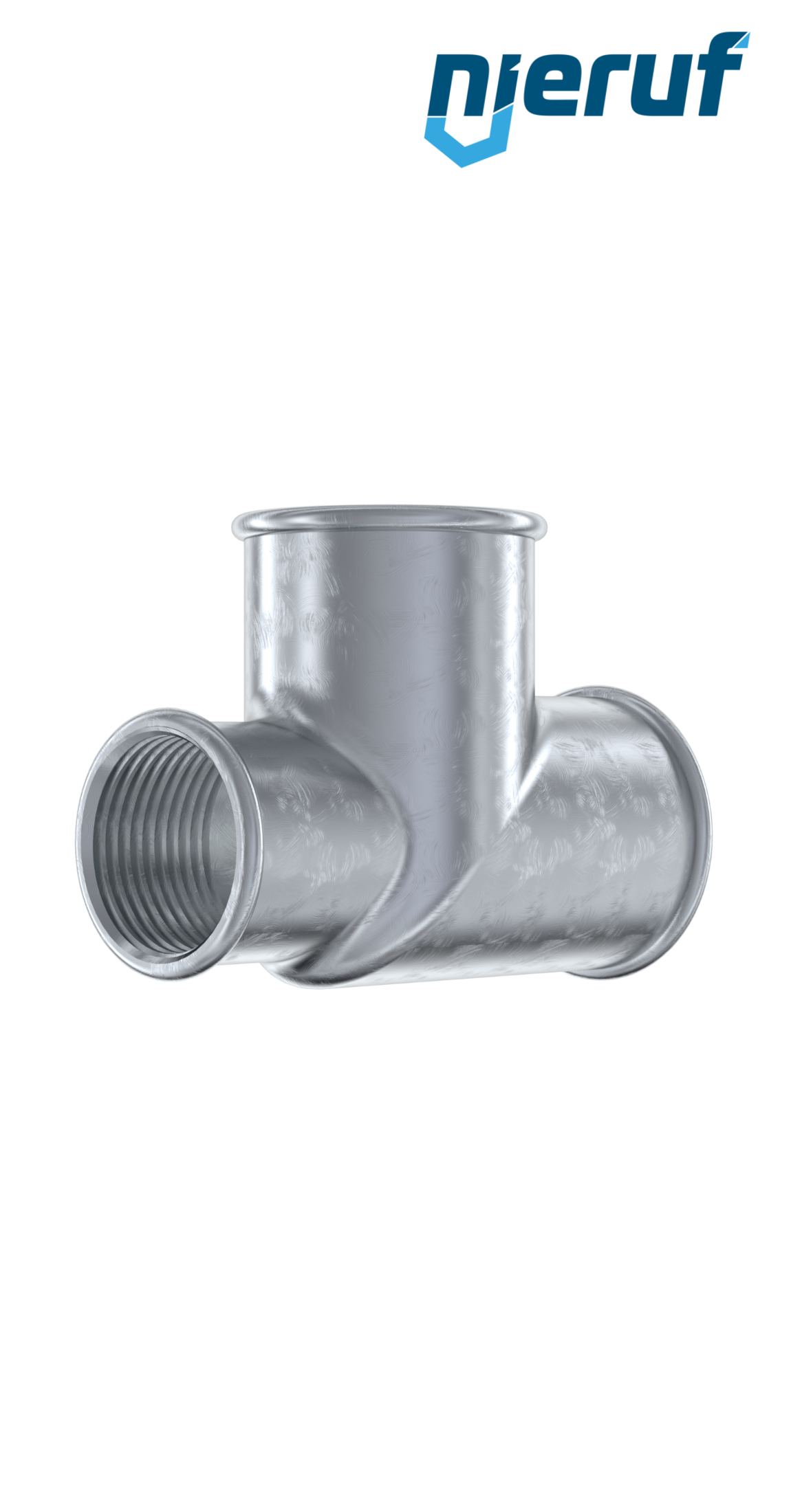 Malleable cast iron fitting tee reducing on the run no. 130, 1" x 3/4" x 1/2" inch galvanized