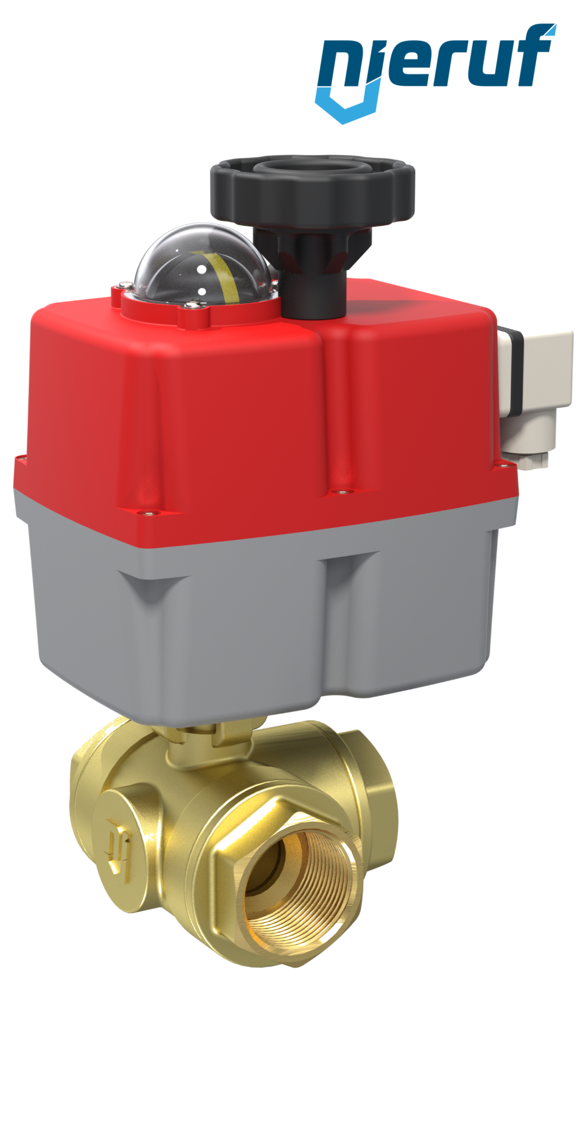 3 way automatic-ball valve 24-240V DN25 - 1" inch brass full port design with L drilling