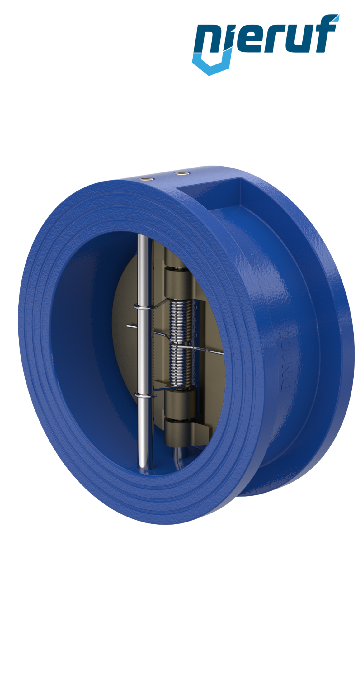 dual plate check valve DN100 DR04 ANSI 150 GGG40 epoxyd plated blue 180µm FKM