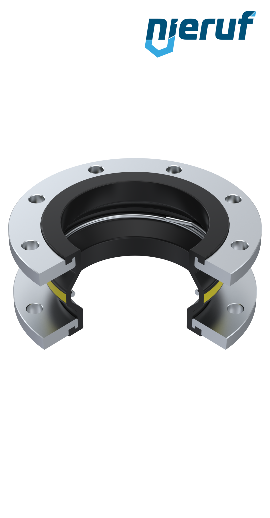 Rubber expansion joint vacuum support ring DN150 type KP04 steel flanges NBR