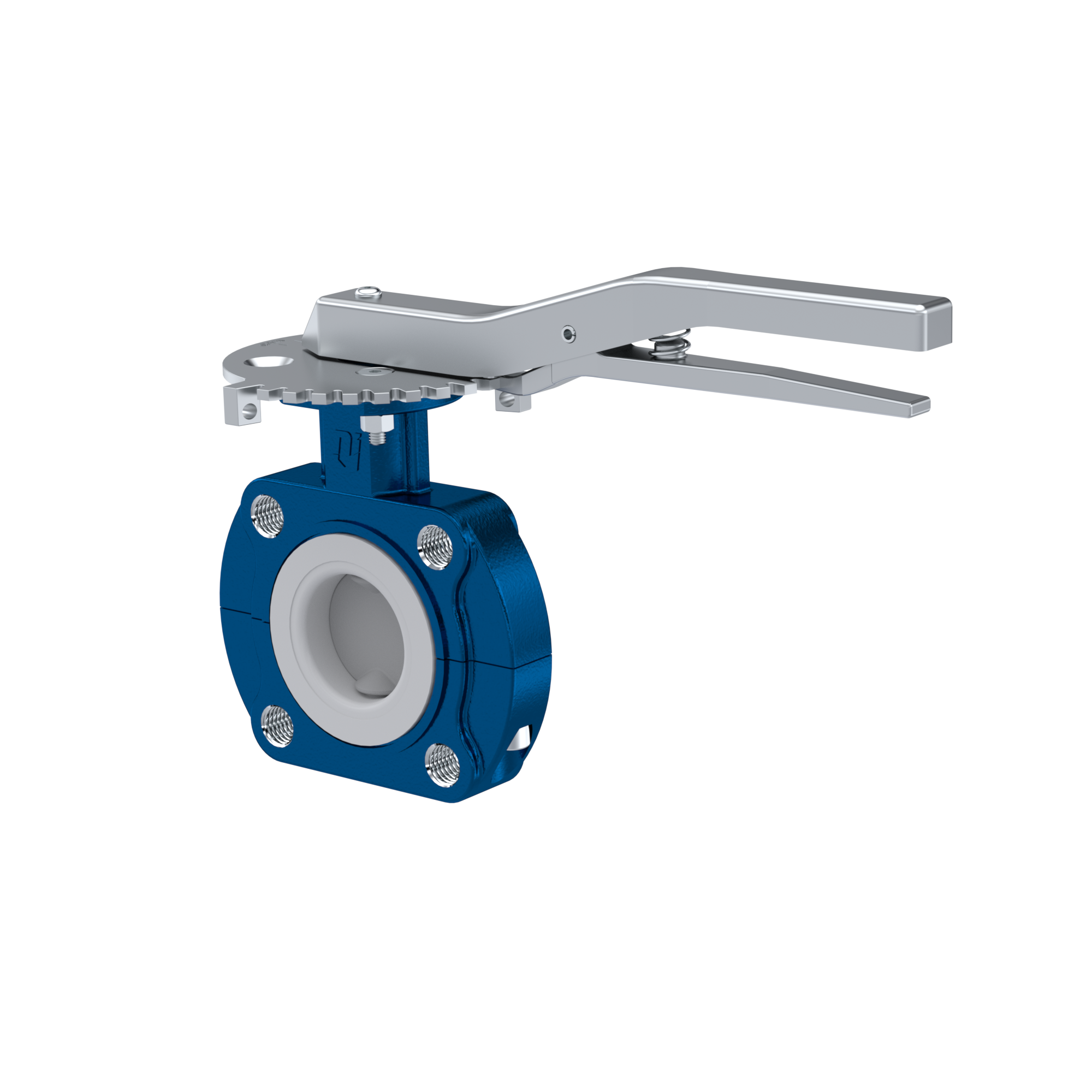 Butterfly-valve PTFE AK10 DN40 PN10-PN16 lever EPDM insert
