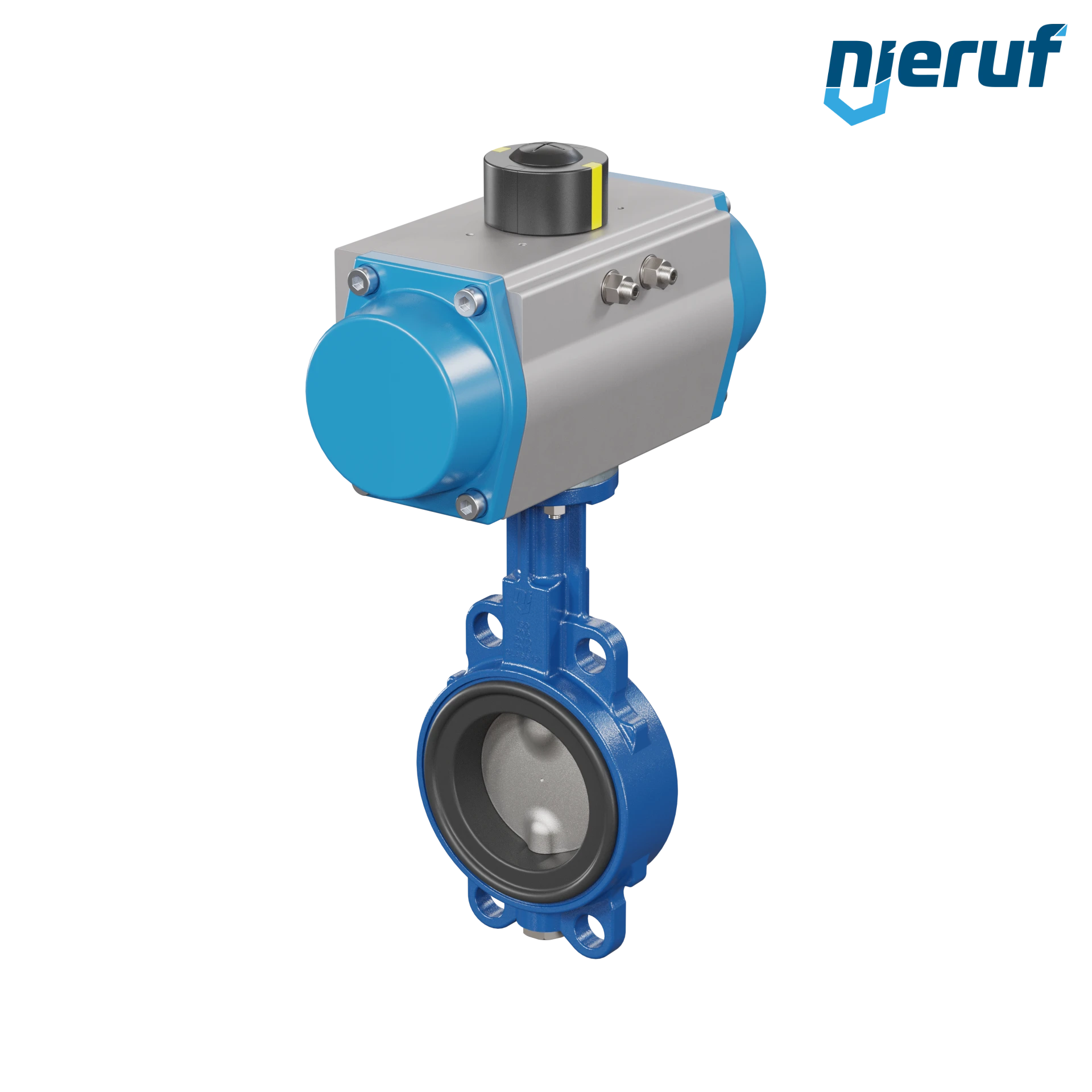 Butterfly valve DN 80 AK01 NBR-70-black DVGW gas pneumatic actuator single acting normally closed