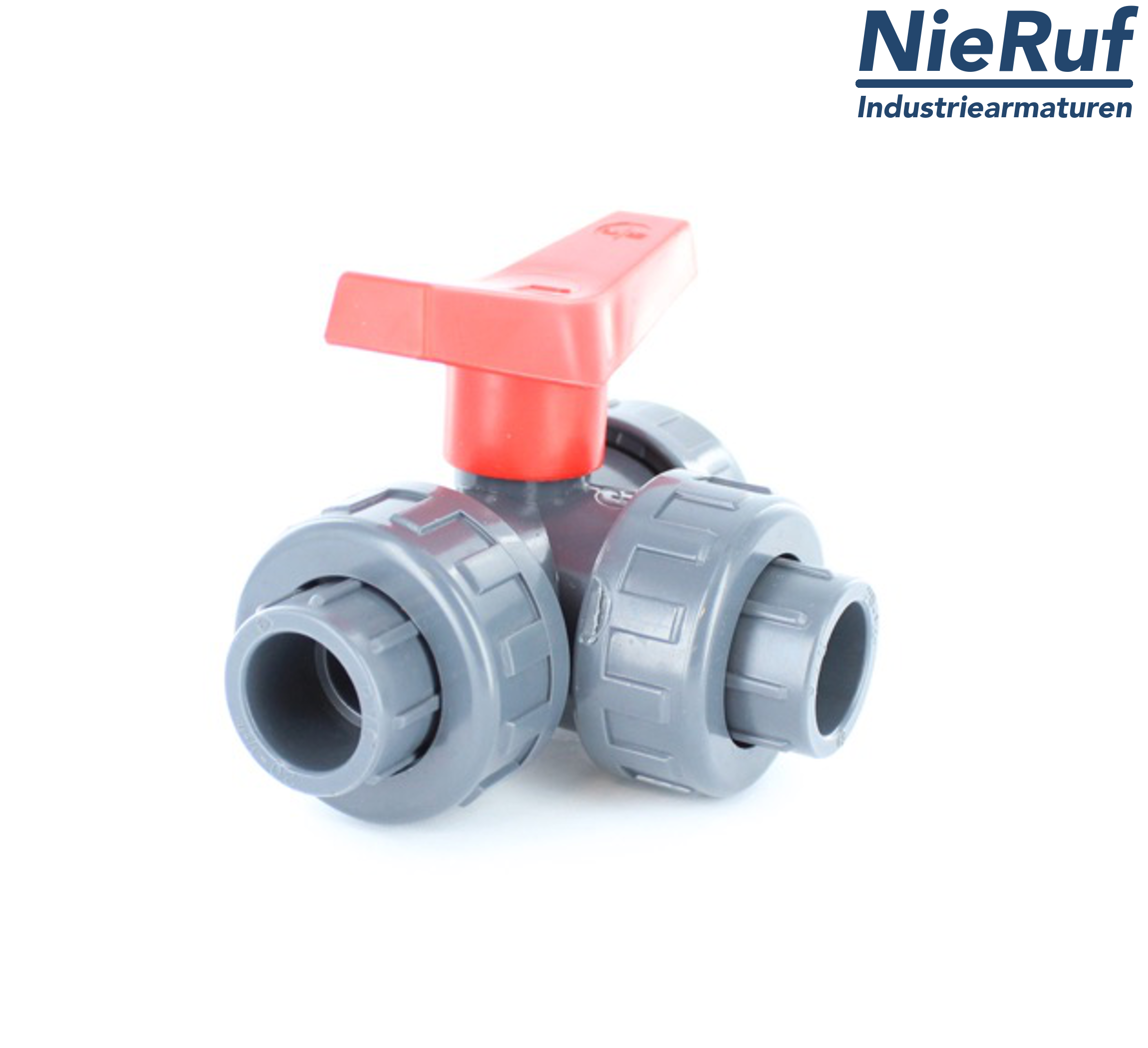 PVC-3-way-ball valve d 20 KK03 PTFE/EPDM L Drilling