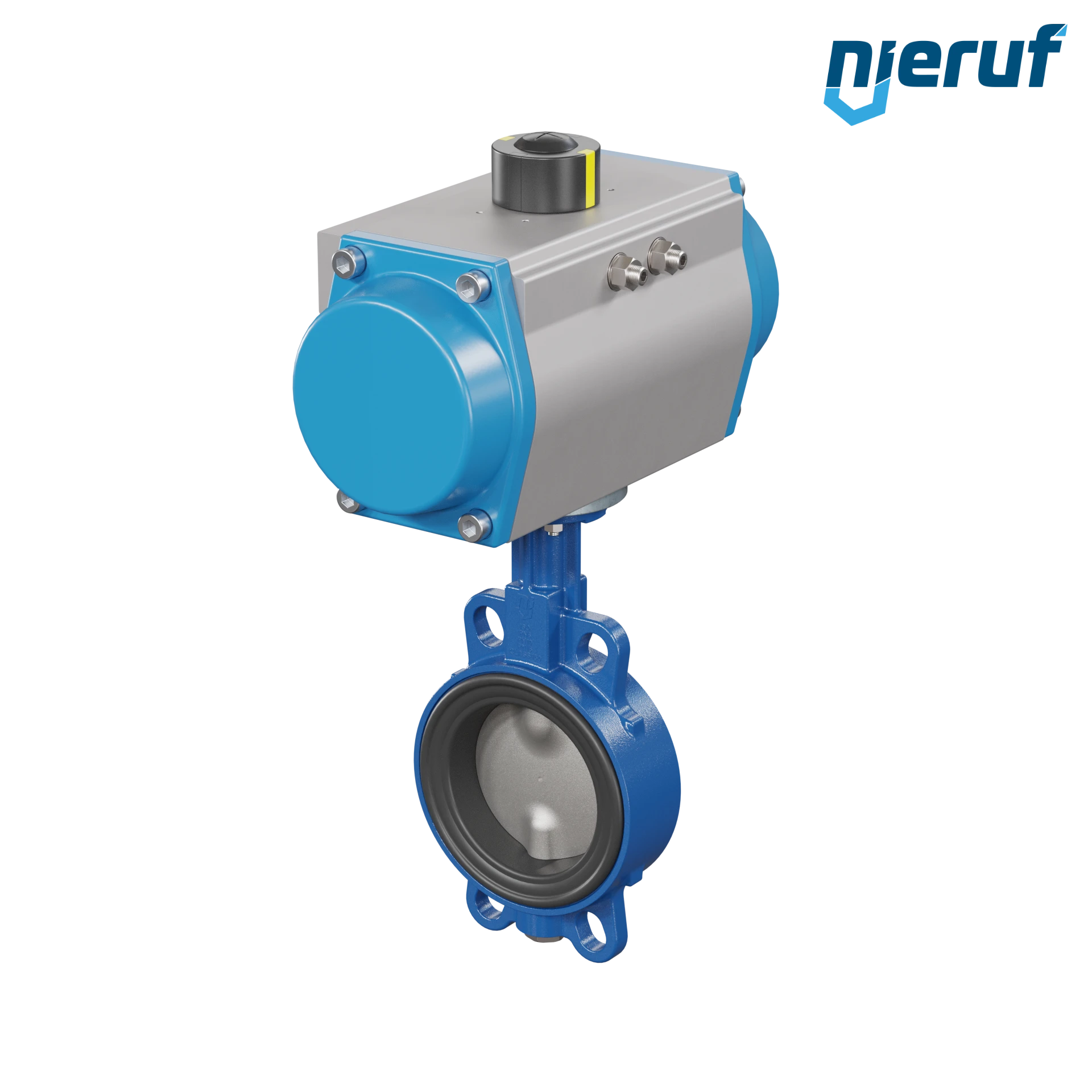 Butterfly valve DN 100 AK01 NBR-70-black DVGW gas pneumatic actuator single acting normally closed