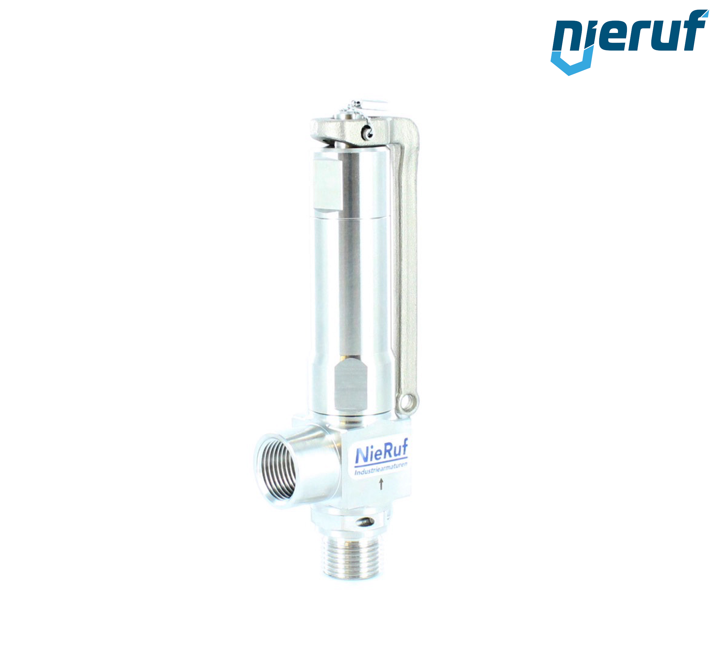 angle-type safety valve 1/4" m  x 3/8" fm SV12, stainless steel FKM, with lever