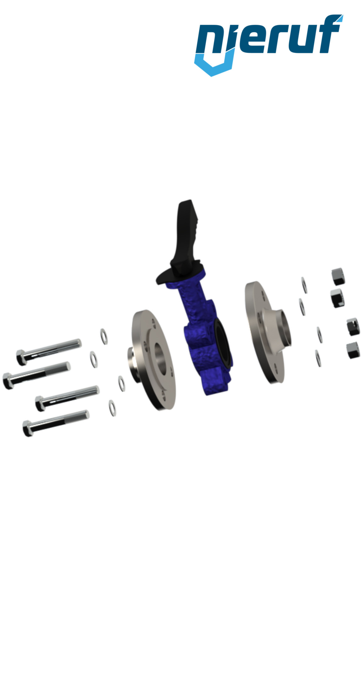 joint set butterfly valve/flange DN80 - 3" Inch for flange PN6 steel