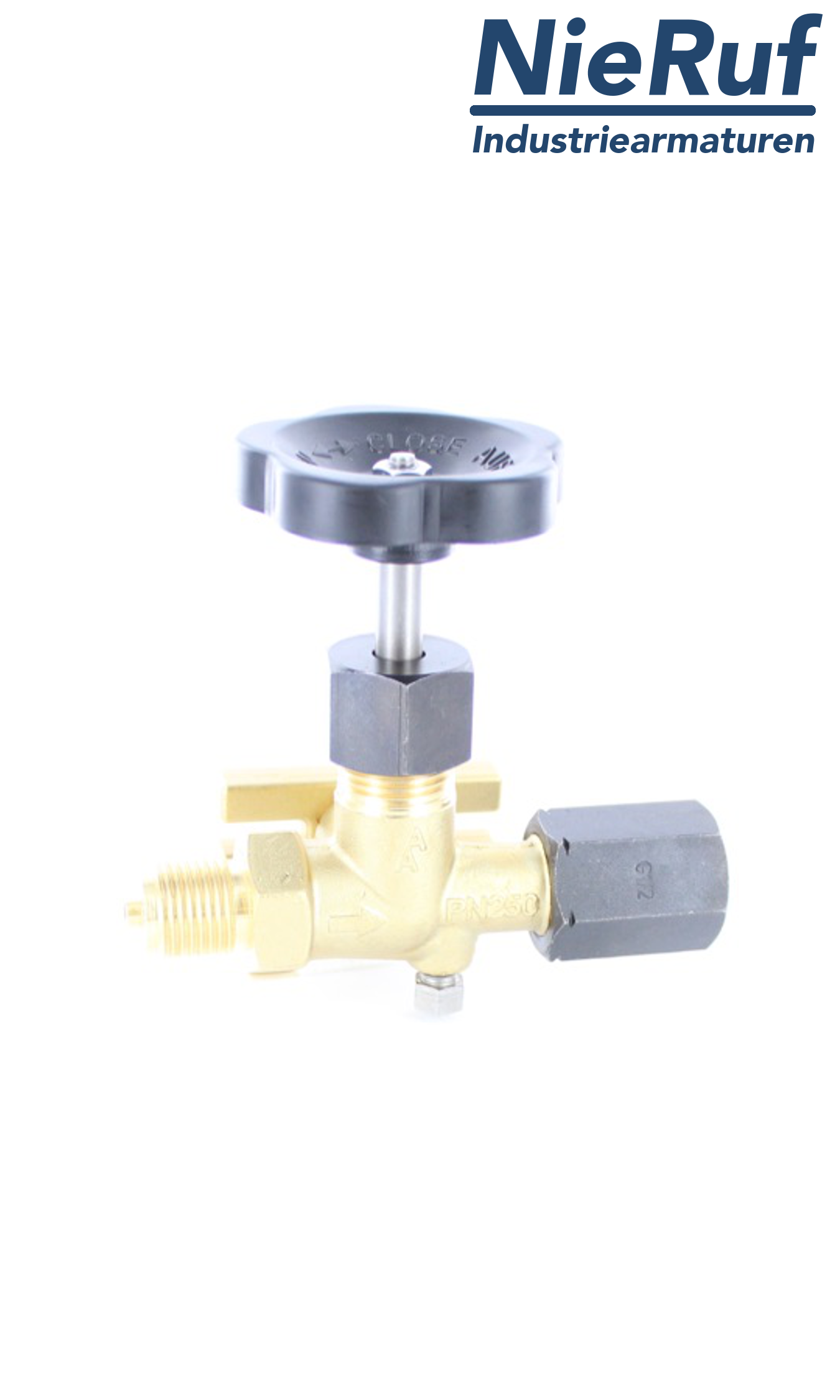 manometer gauge valves male thread x sleeve x test flange 60x25 mm DIN 16271 brass 250 bar