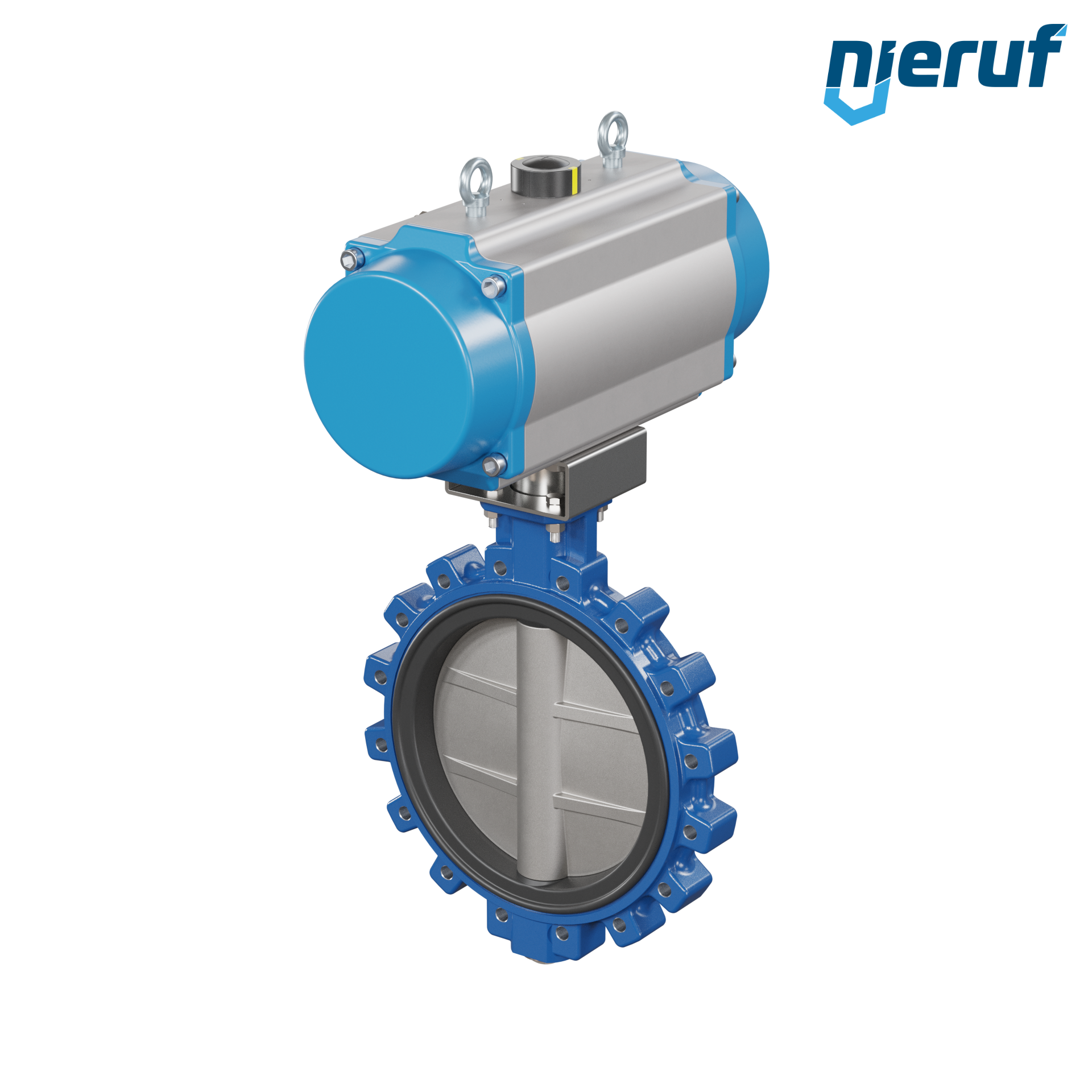 Butterfly valve DN 350 AK02 FPM pneumatic actuator single acting normally closed