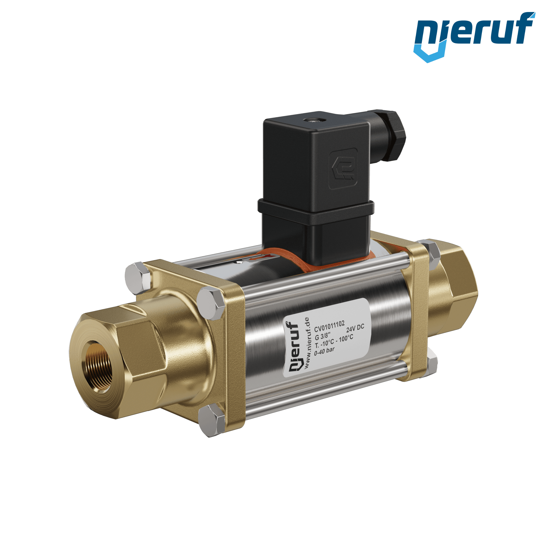 Coaxial-valve 3/8" inch fm - DN10 brass 24V DC NO - for water application