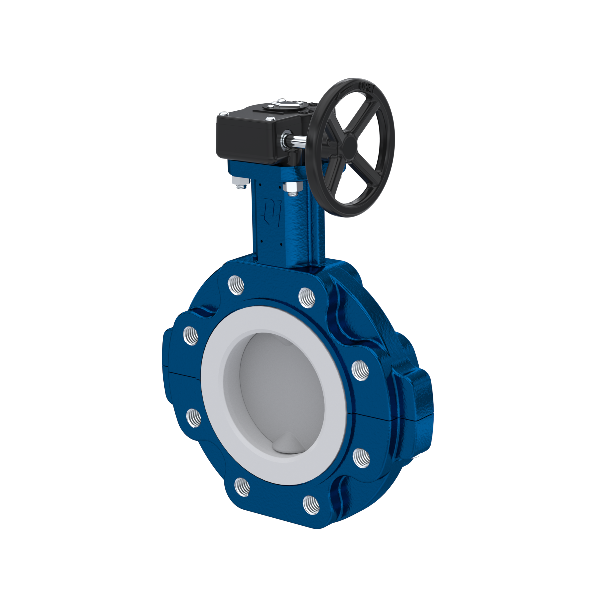 PFA-Butterfly-valve PTFE AK10 DN150 PN10-PN16 handwheel gearbox EPDM insert