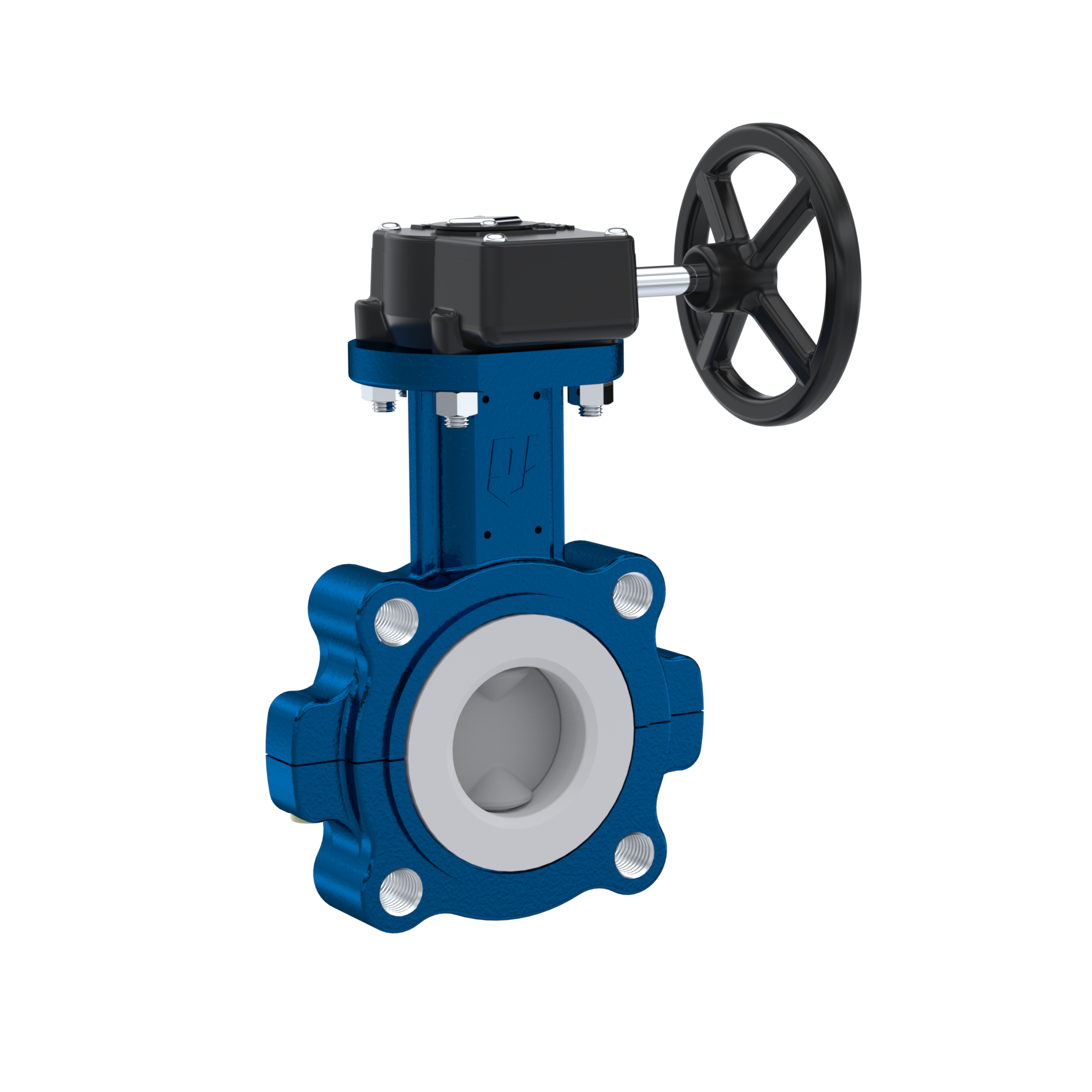 PFA-Butterfly-valve PTFE AK10 DN50 PN10-PN16 handwheel gearbox FKM insert