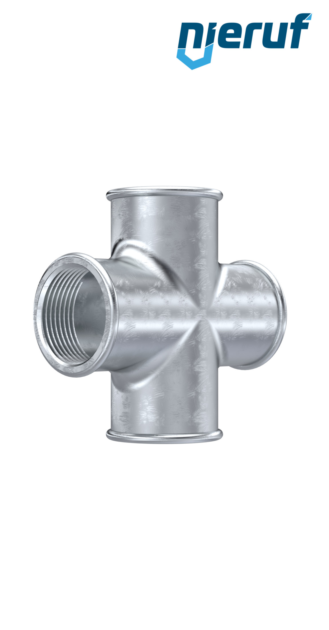 Malleable cast iron fitting cross no. 180, DN15 - 1/2" inch galvanized