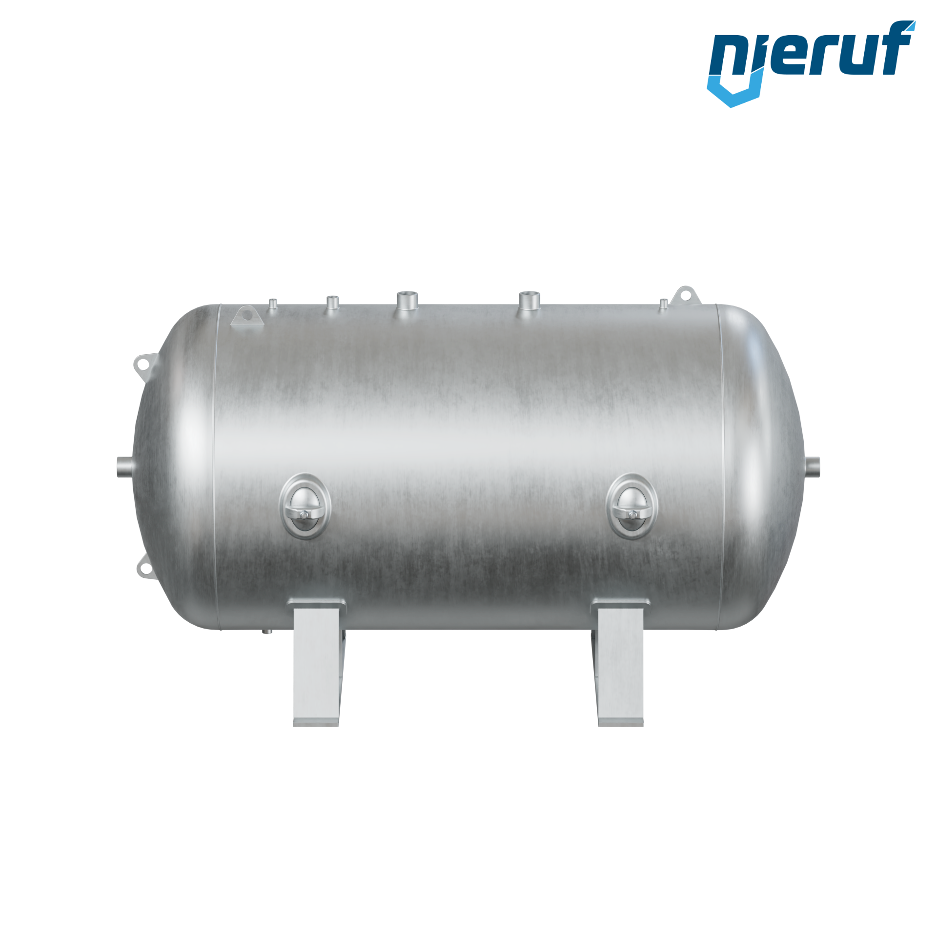 Pressure vessel horizontal BE01 2000 liter, 0-16 bar, steel galvanized