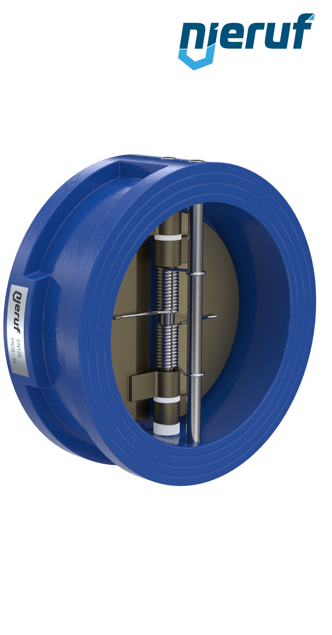 dual plate check valve DN125 DR04 GGG40 epoxyd plated blue 180µm FKM