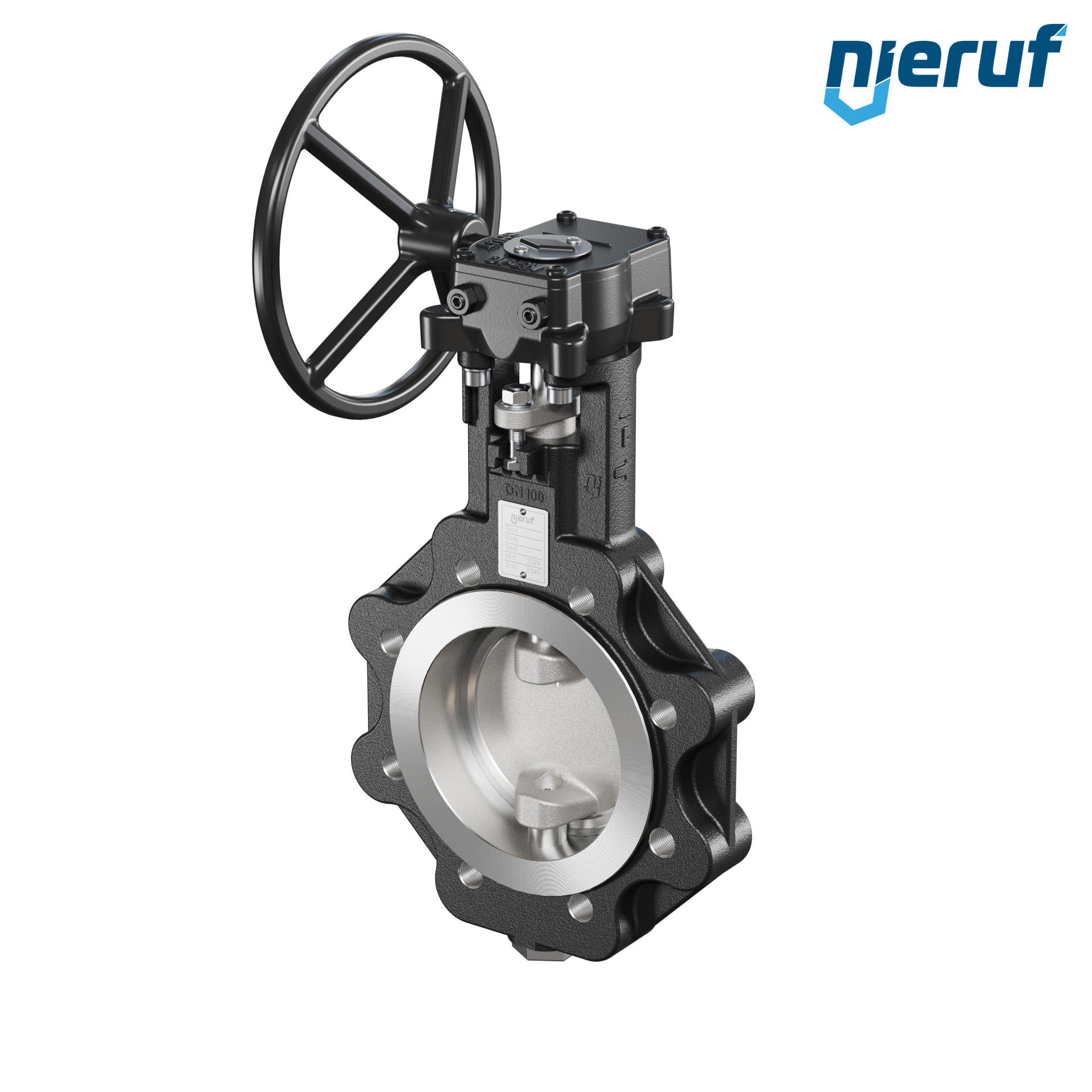 Double offset butterfly-valve AK12 DN 100 PN10-PN16 worm gear