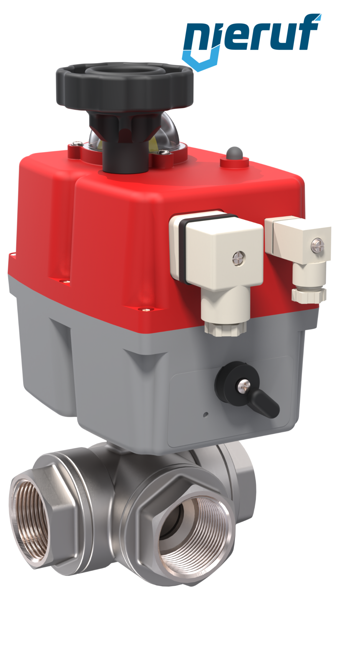3 way automatic-ball valve 24-240V DN40 - 1 1/2" inch stainless steel reduced port design with L drilling