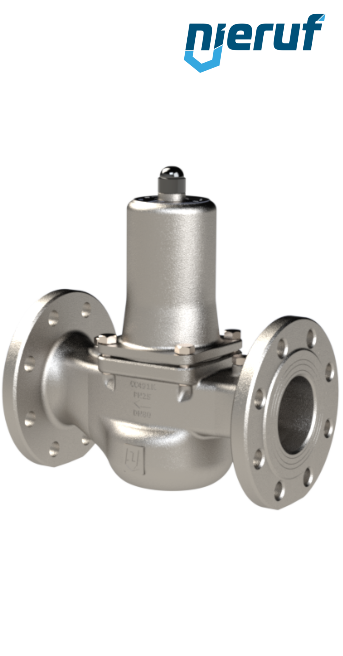 Flange-pressure reducing valve DN 80 PN40 DM08 stainless steel FKM 1.0 - 8.0 bar