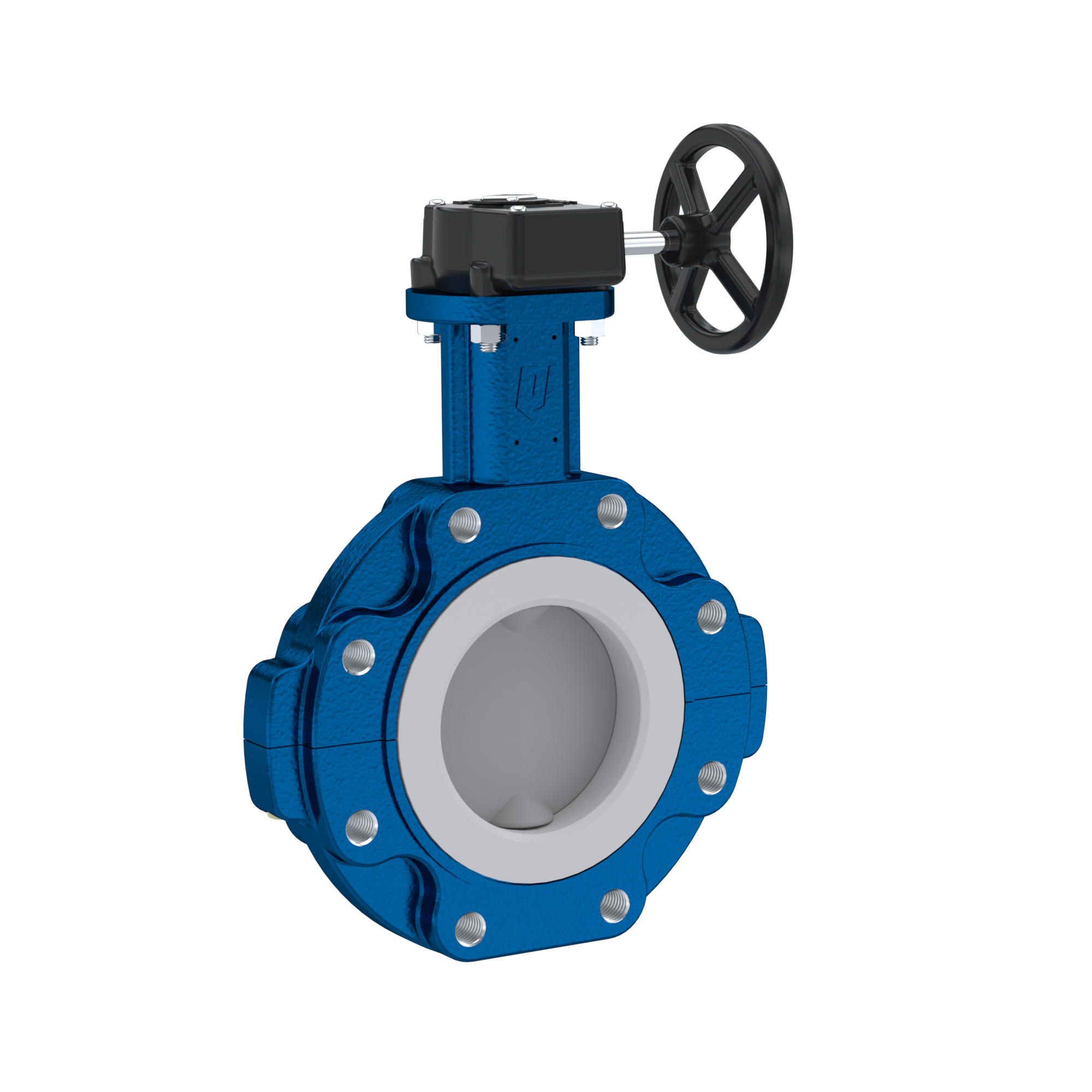 PFA-Butterfly-valve PTFE AK10 DN200 ANSI150 handwheel gearbox FKM insert