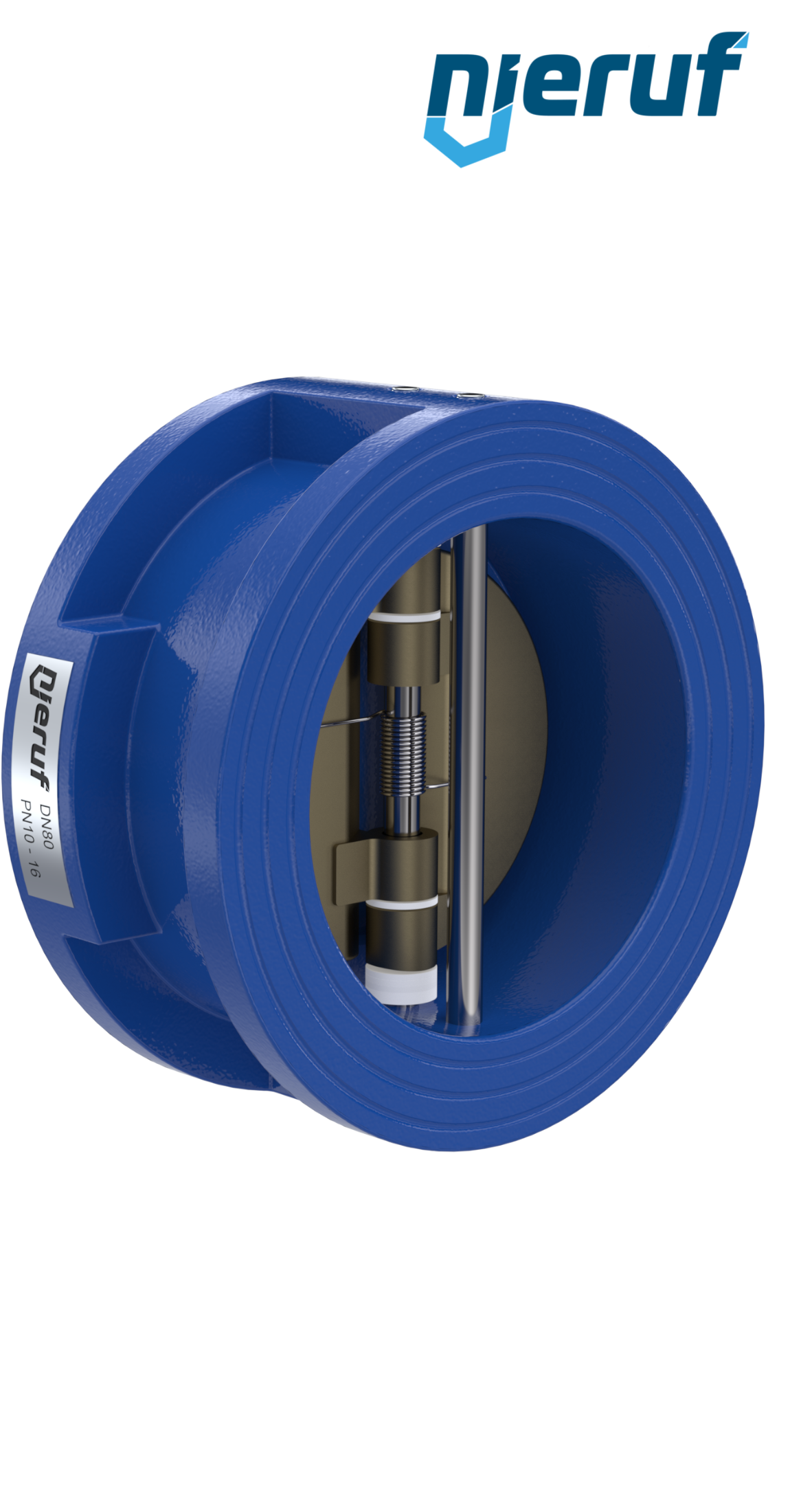 dual plate check valve DN80 DR04 ANSI 150 GGG40 epoxyd plated blue 180µm EPDM