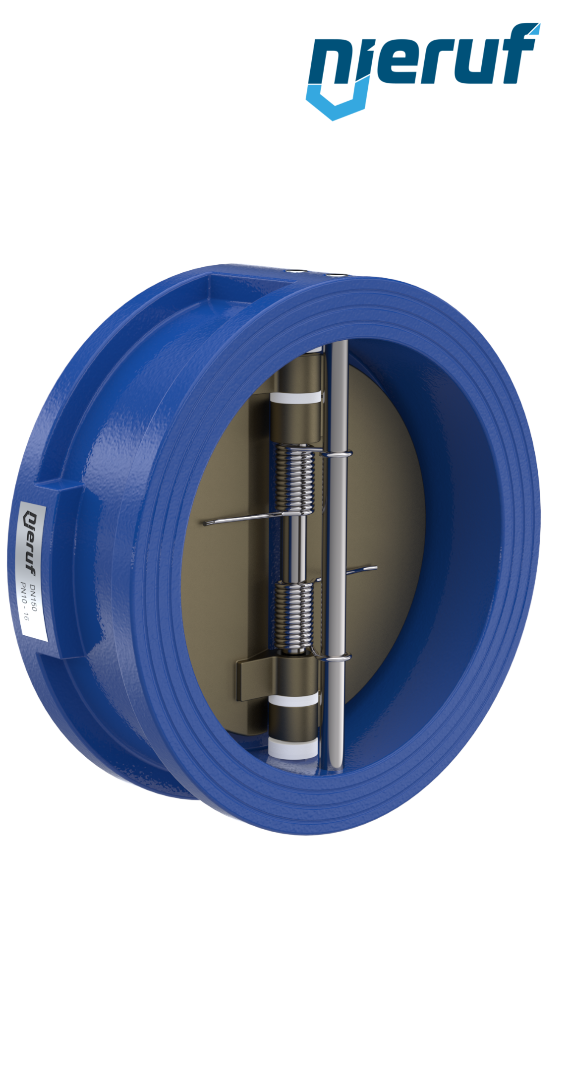 dual plate check valve DN150 DR04 GGG40 epoxyd plated blue 180µm EPDM