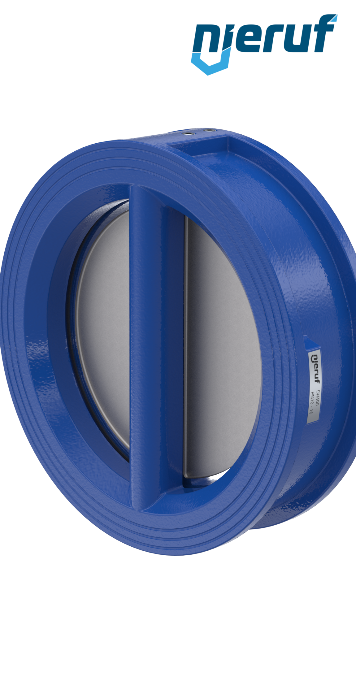 dual plate check valve DN400 DR02 ANSI 150 GGG40 epoxyd plated blue 180µm FKM