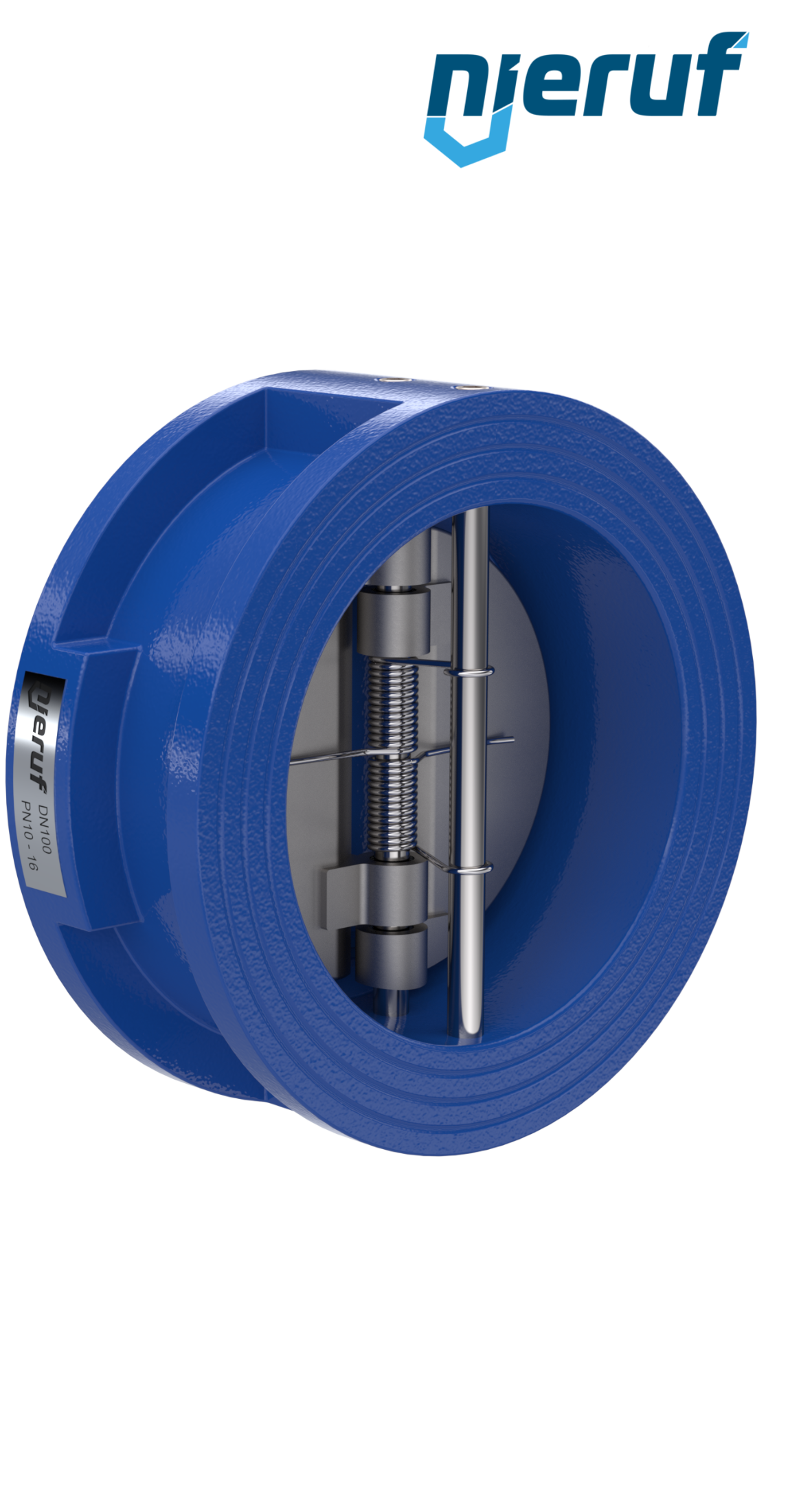 dual plate check valve DN100 DR02 GGG40 epoxyd plated blue 180µm EPDM