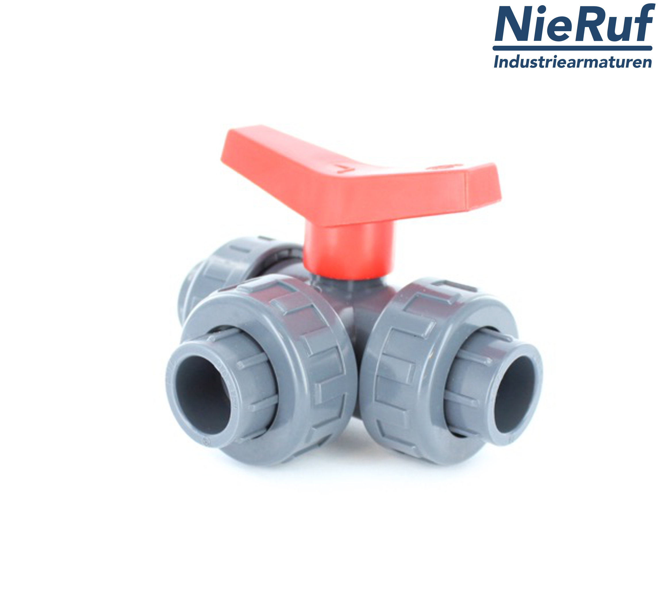 PVC-3-way-ball valve d 25 KK03 PTFE/EPDM L Drilling